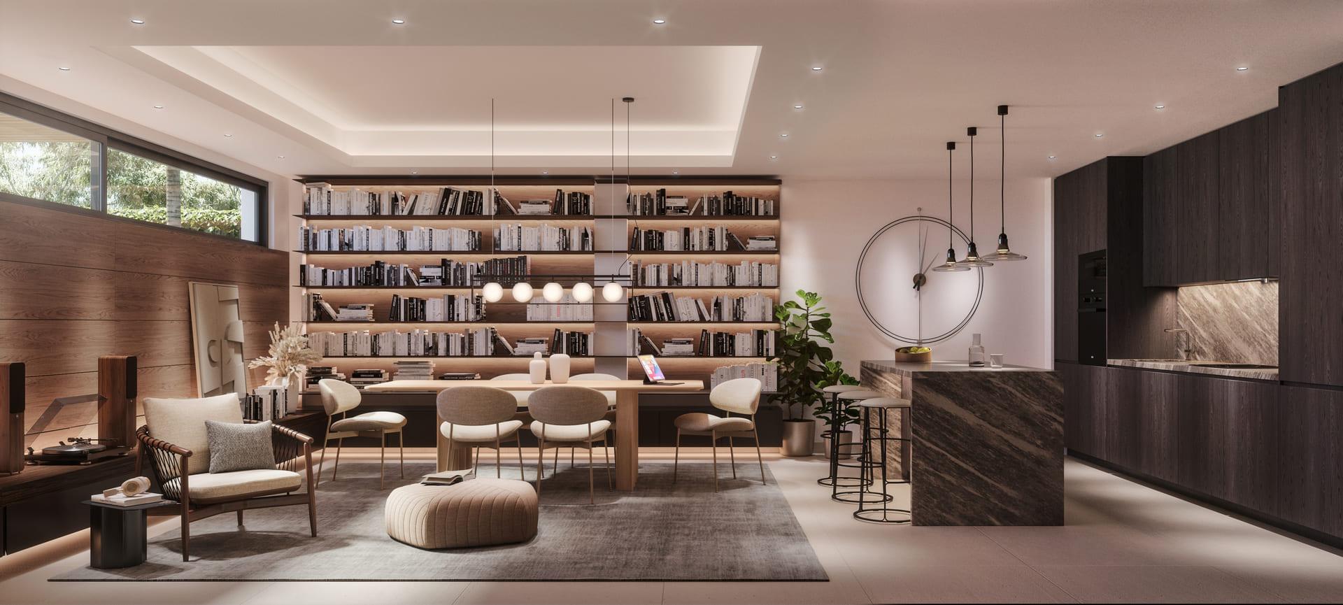 Living room with large windows in villa, Hipodromo, Mijas