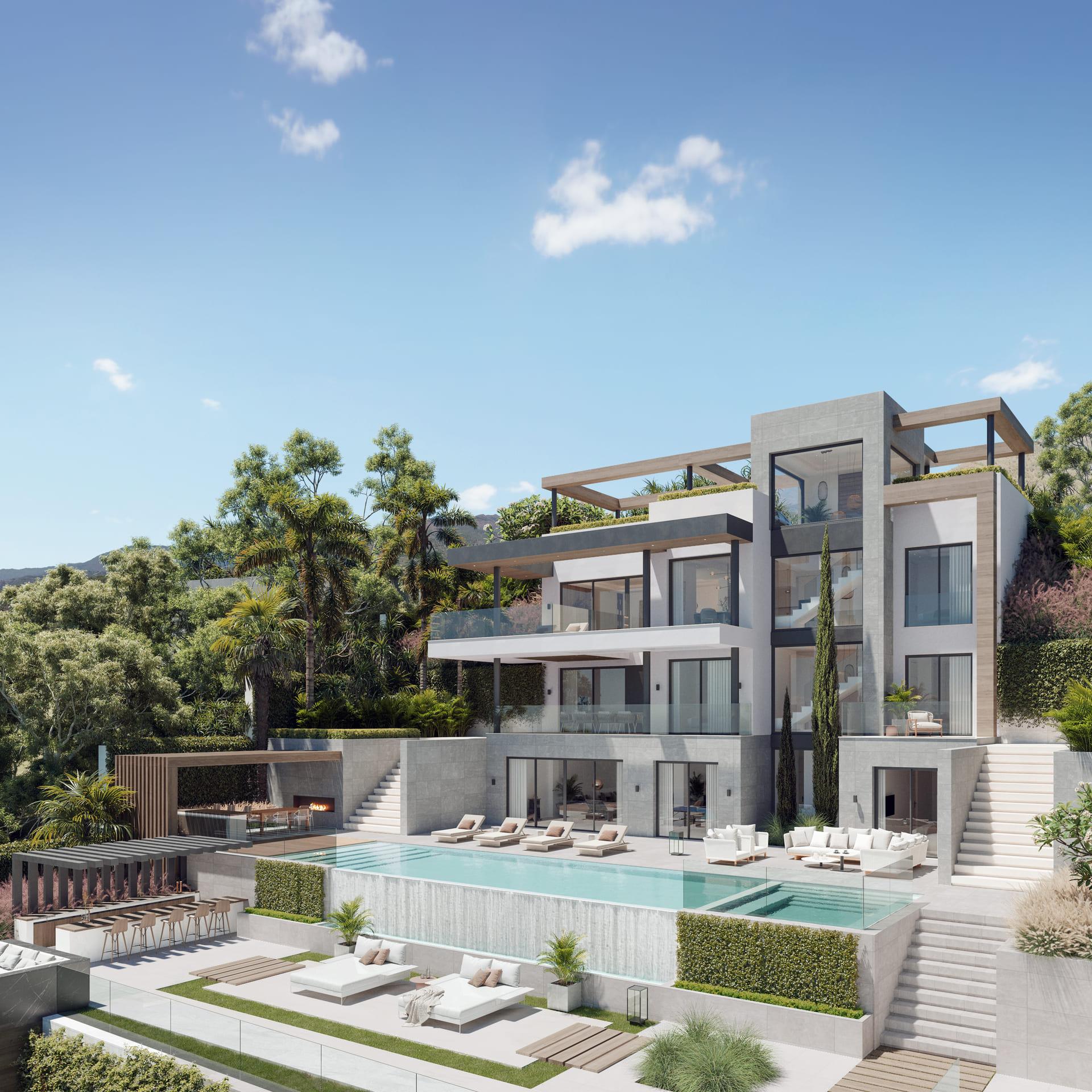Aerial or elevated view of villa plot in Hipodromo, Mijas