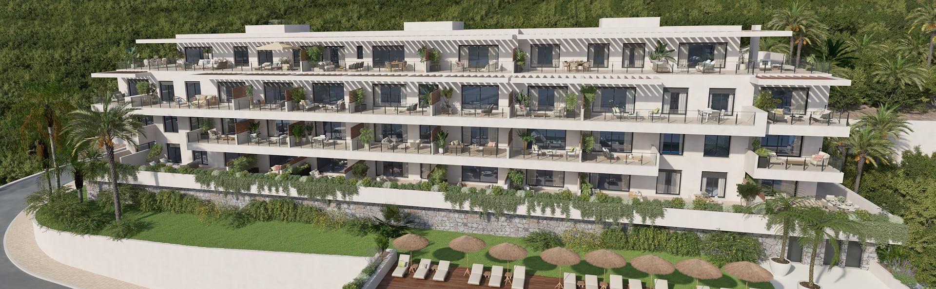 Aerial or elevated view of La Cala Golf development, Mijas