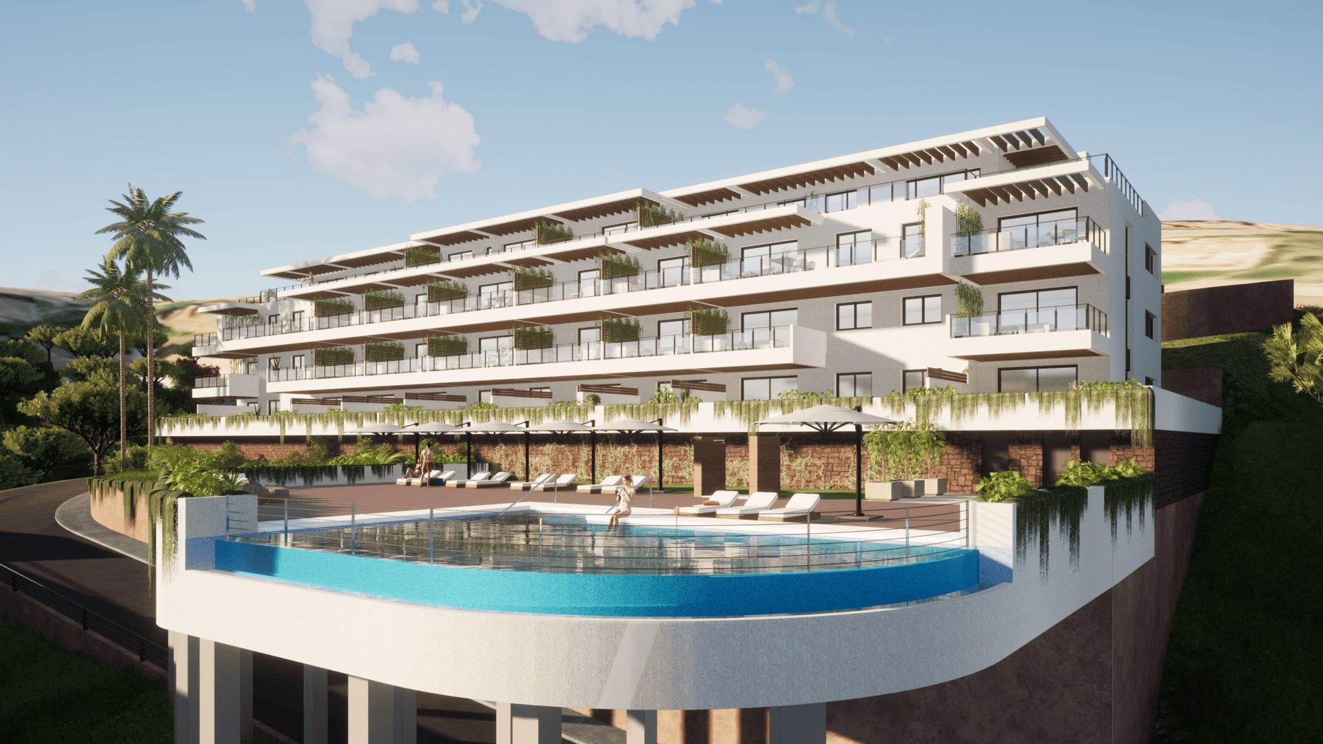 Kitchen with fitted units in new-build apartment, La Cala Golf, Mijas