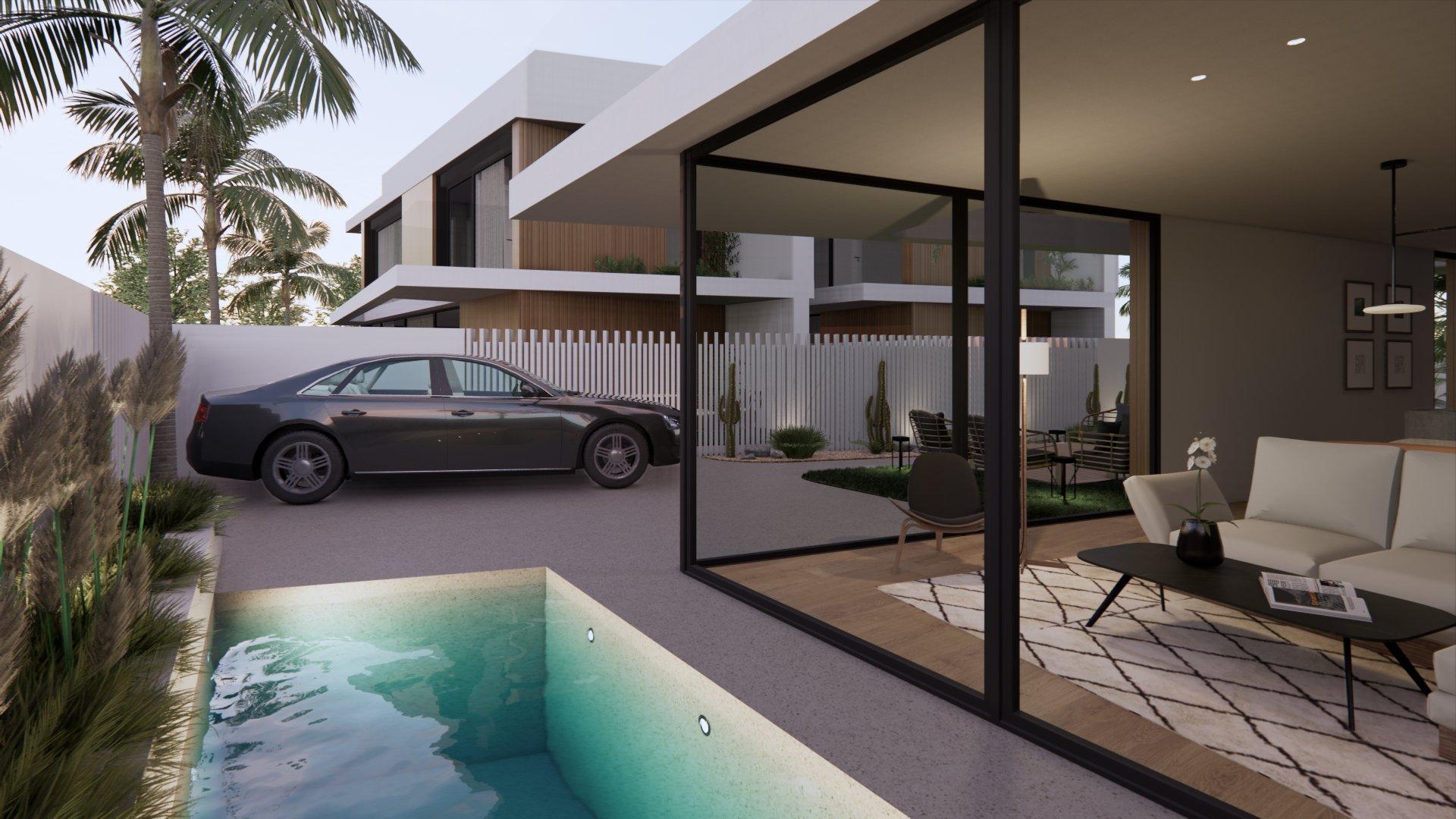 Living room window view, new-build villa in Torre de la Horadada