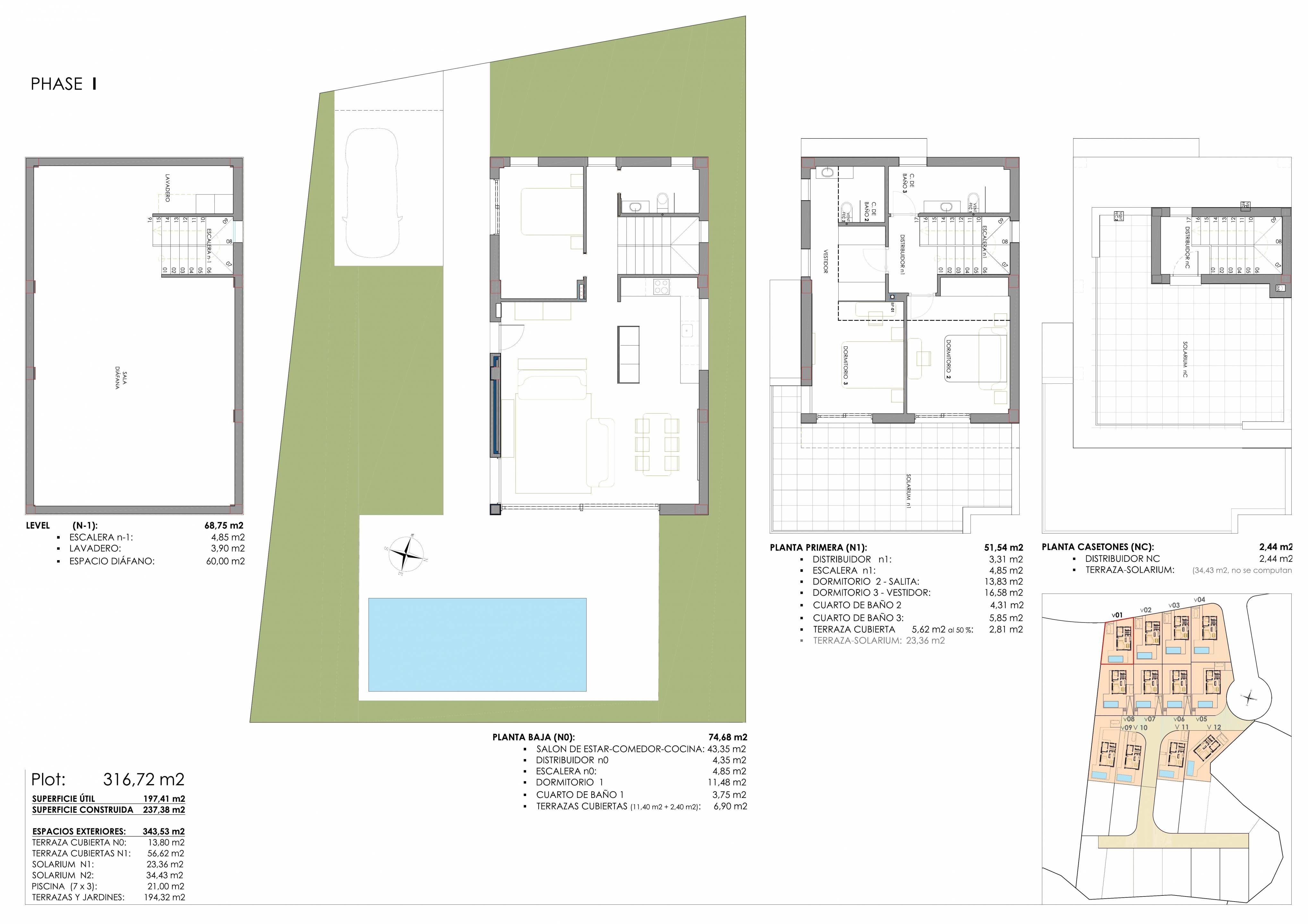 Floor plan of 3-bedroom villa in Bellavista, San Miguel De Salinas, 237m2 build