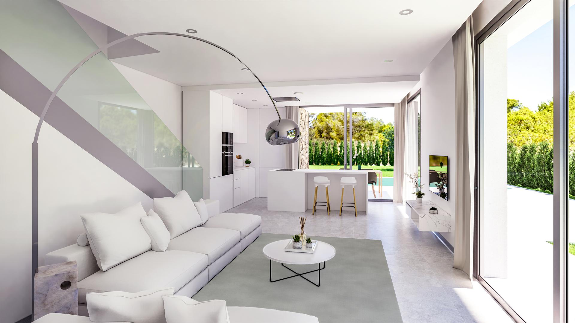 Family bathroom with shower enclosure, 3-bedroom villa, Finestrat Hills