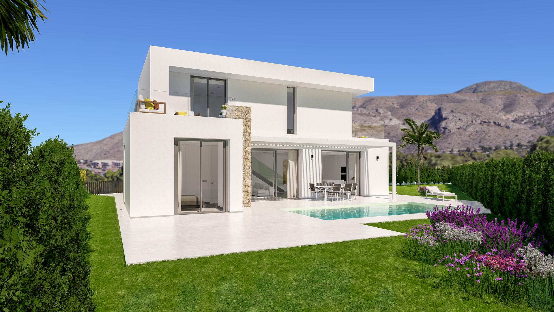 Dining space adjacent to kitchen, new-build villa in Finestrat Hills
