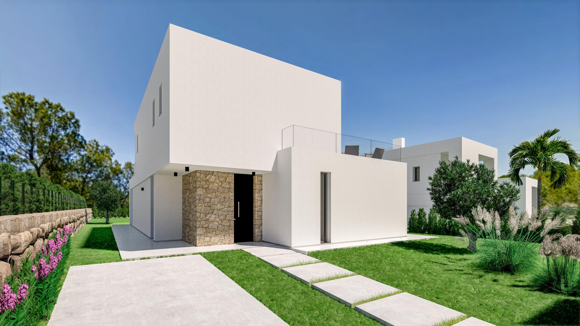 Exterior showing surrounding landscape, villa for sale in Finestrat Hills