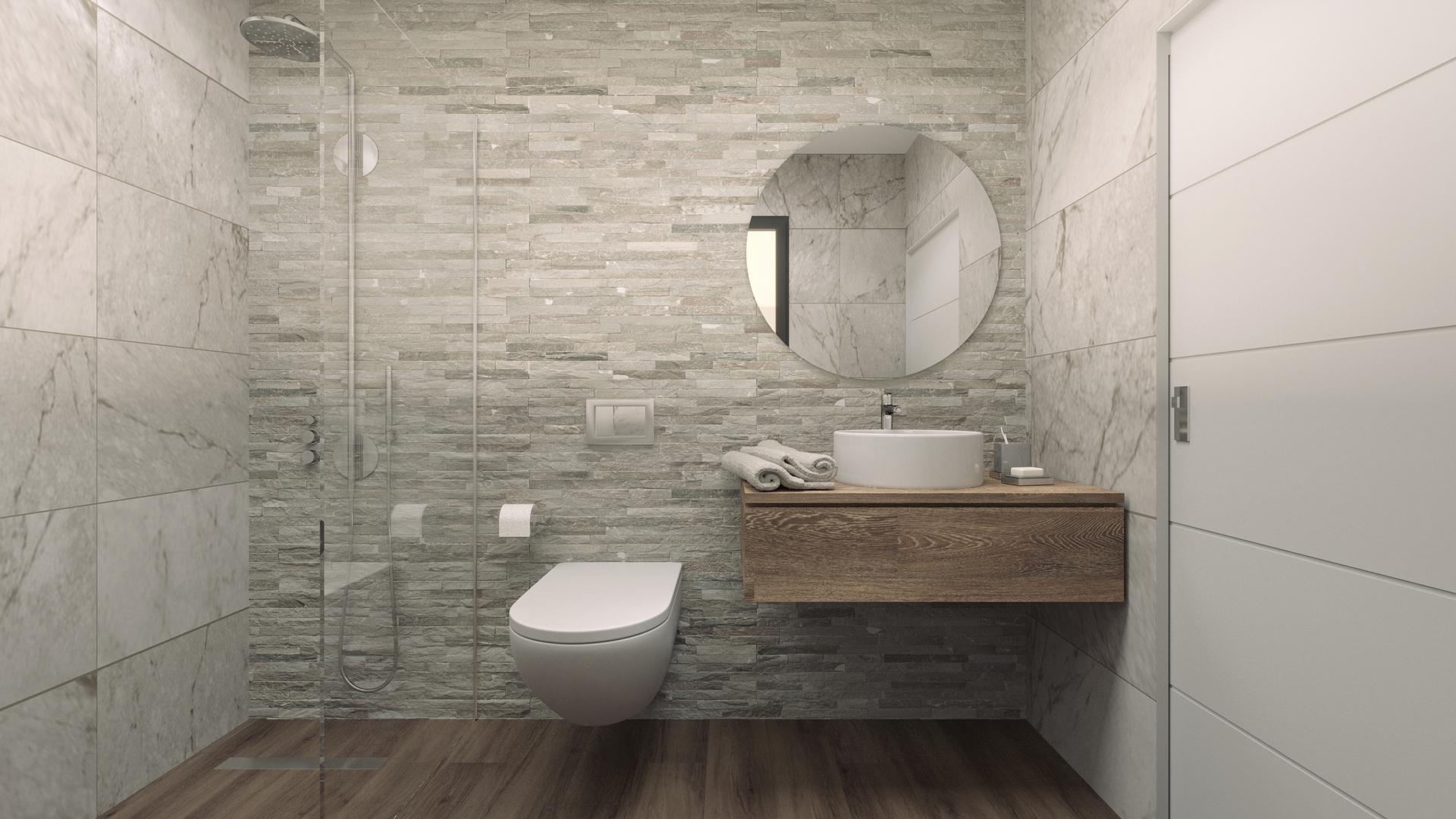 En-suite bathroom in new-build villa, Golf Puig Campana