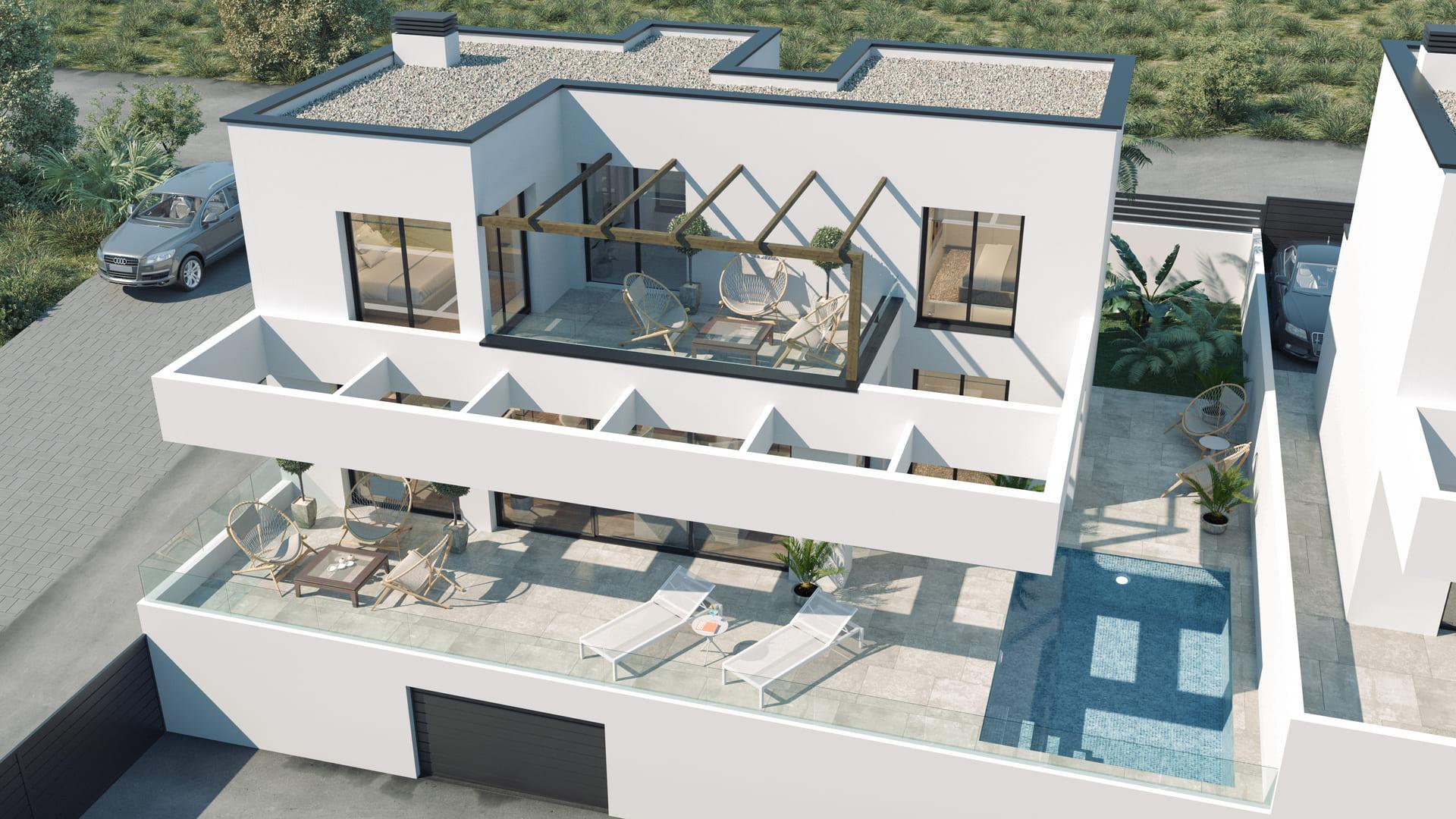 Kitchen worktop and cabinetry, new-build villa in Golf Puig Campana
