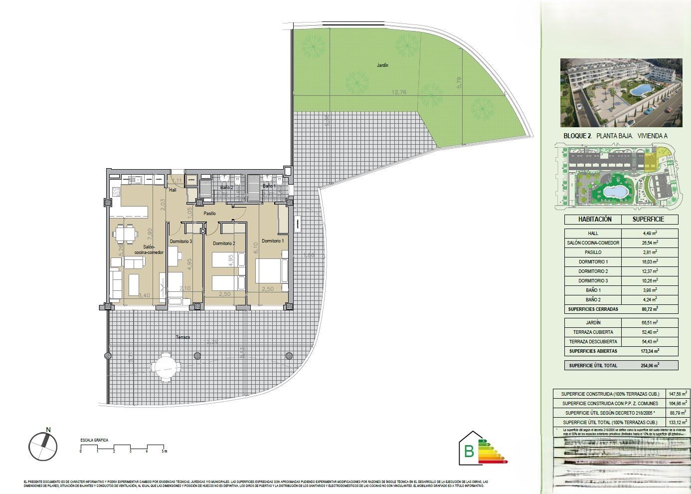Floor plan of 3-bedroom ground-floor apartment, Santangelo Norte, Benalmádena, 164m2