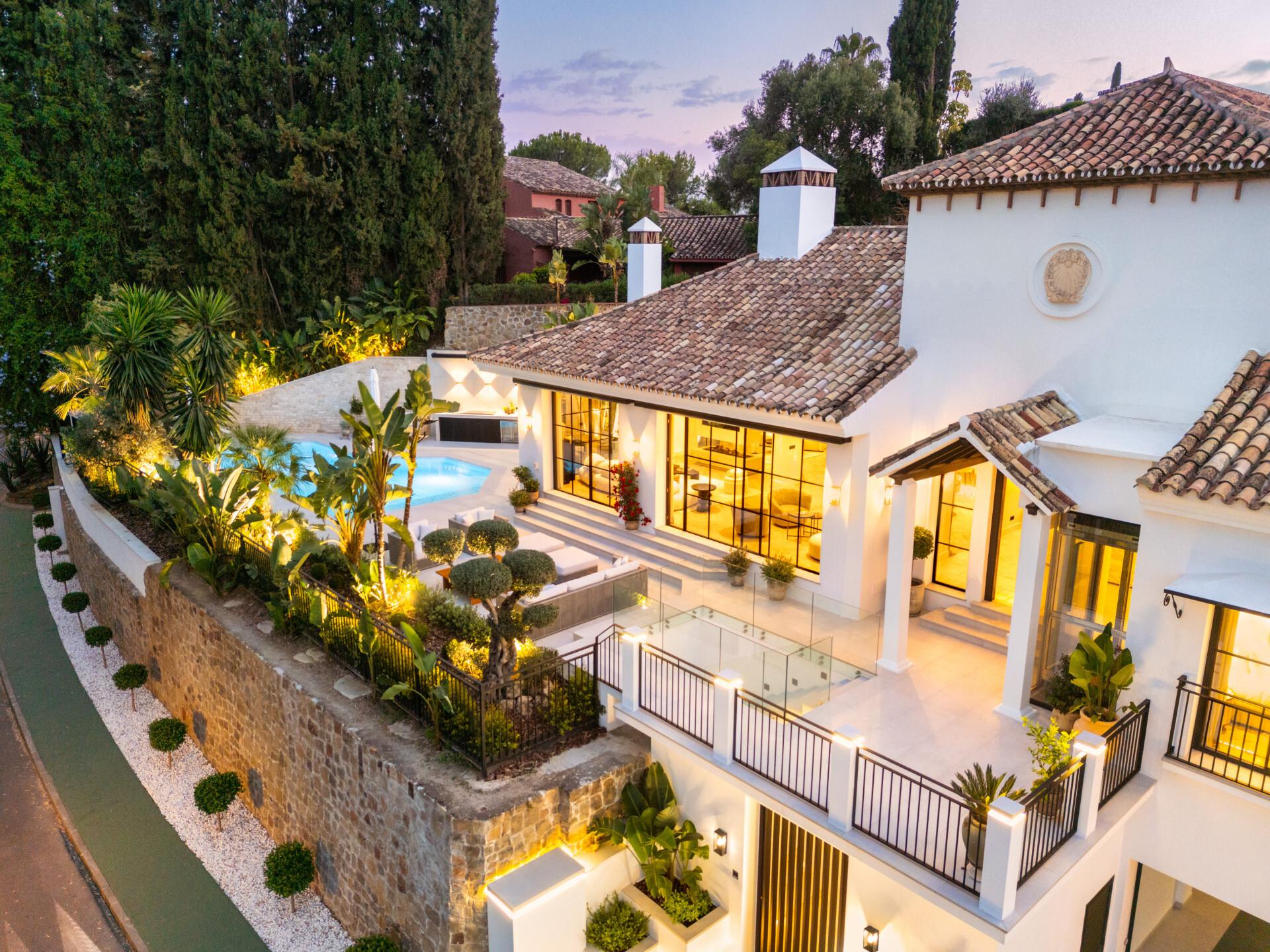 Side elevation of new-build villa, La Quinta, Benahavis