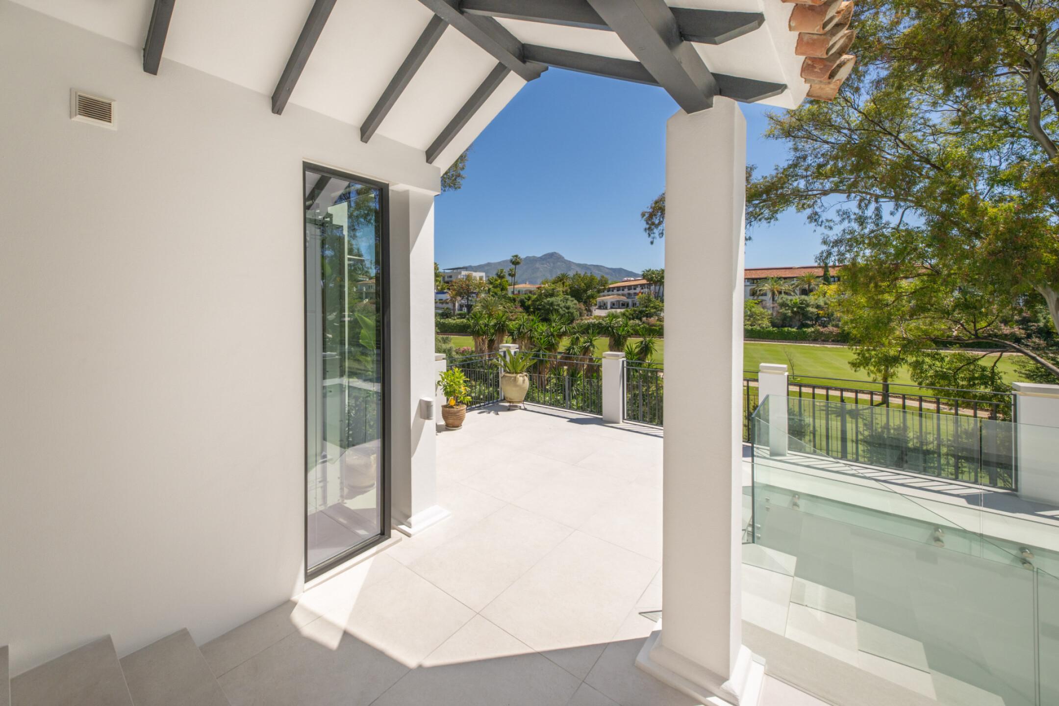 Interior living space in new-build villa, La Quinta, Benahavis