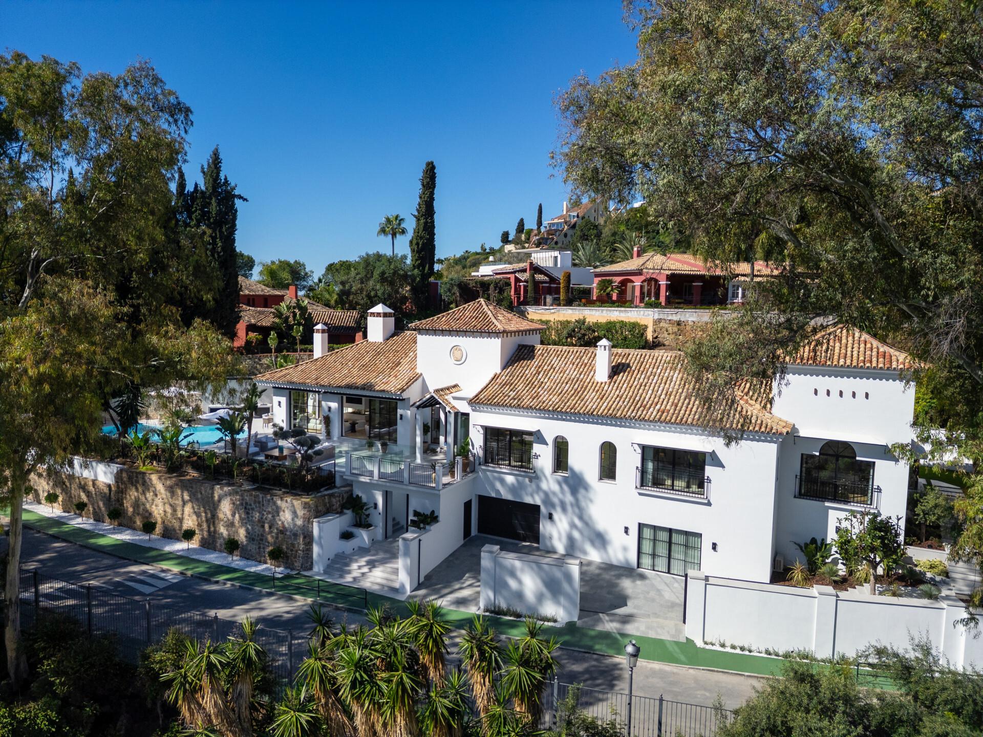 Aerial view of plot and villa, La Quinta, Benahavis