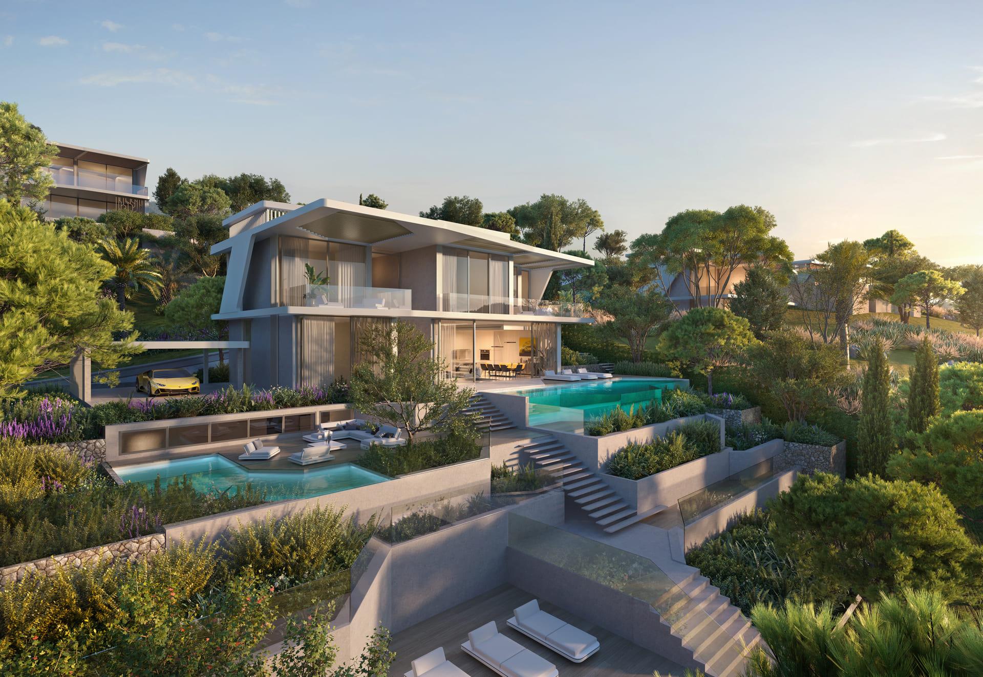 Villa for sale in El Paraíso, Benahavis - exterior front view of new-build 5-bedroom villa on 1,507m2 plot