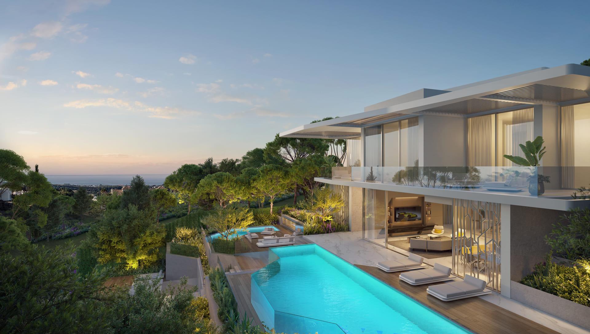 Garden and outdoor area of new-build villa in El Paraíso, Benahavis