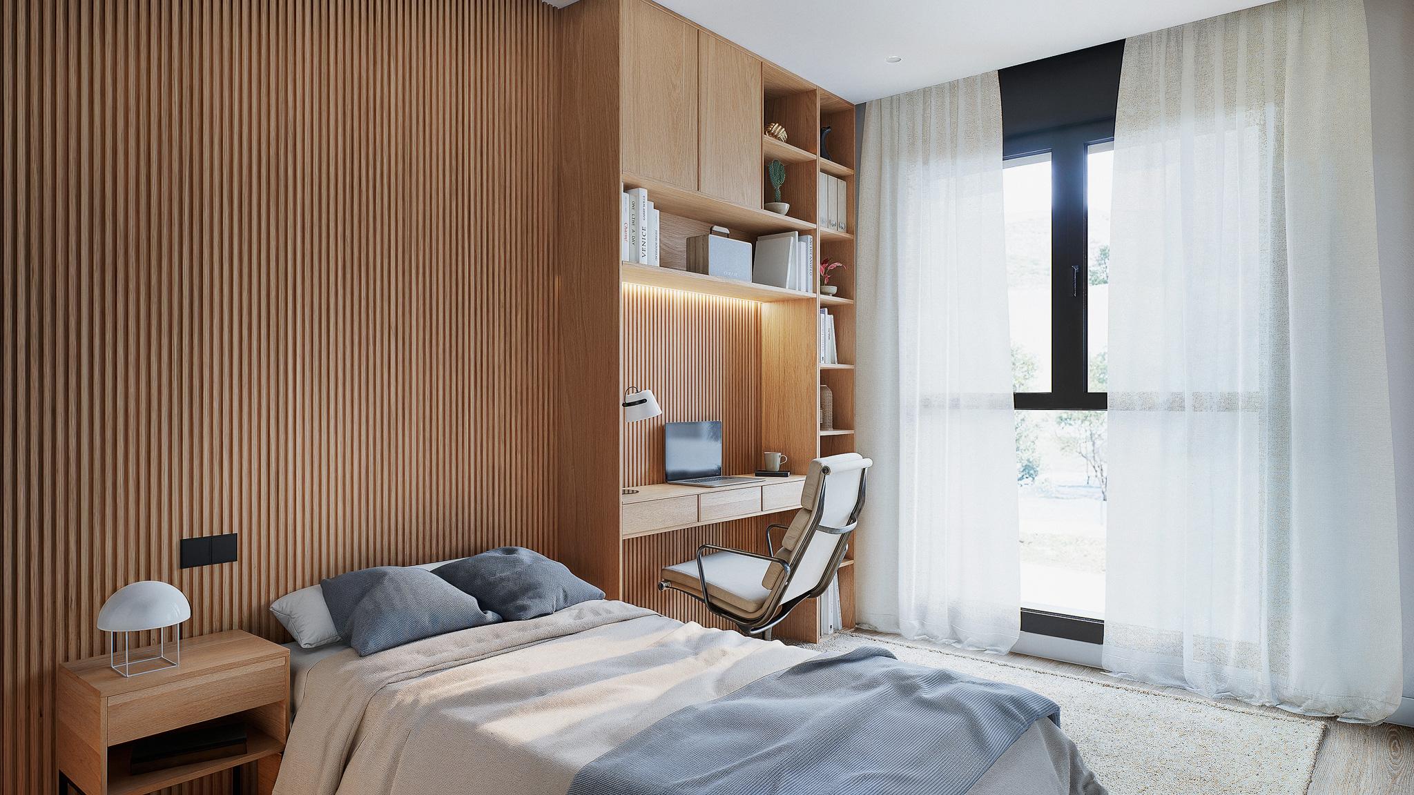 Bedroom with window, 2-bedroom new-build apartment, Campanillas