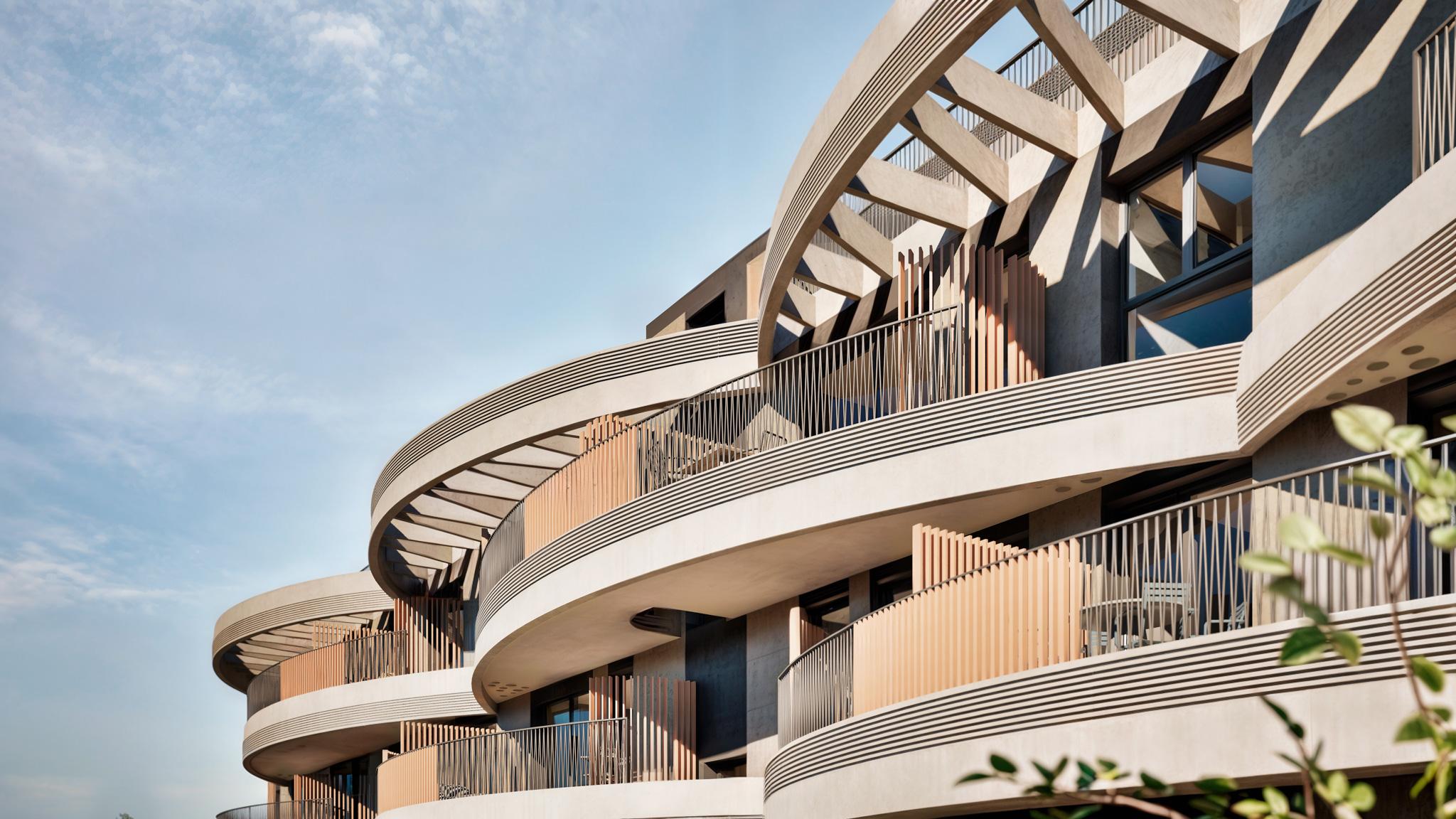 Render of night-time exterior, new-build development, Campanillas