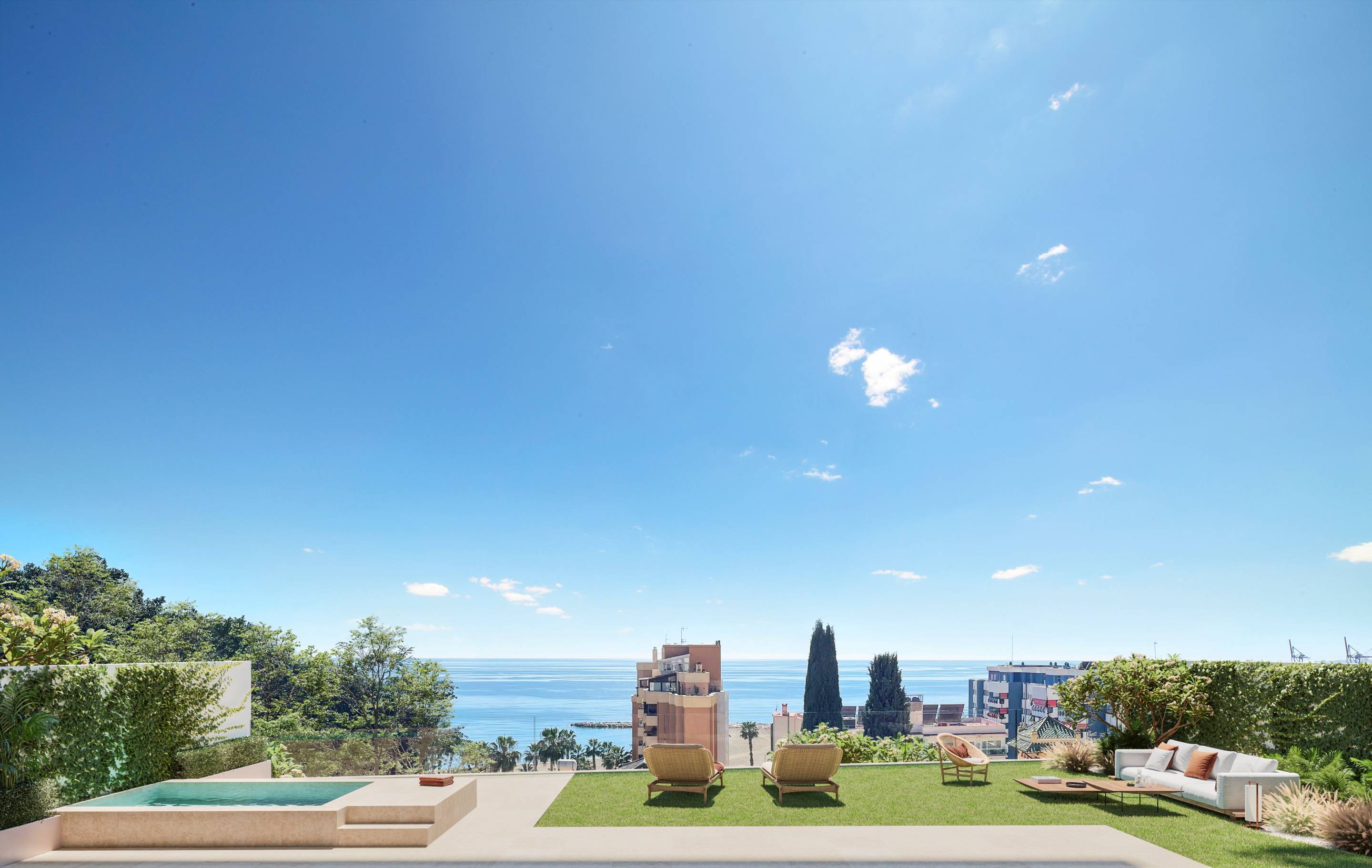 Communal lobby with lift access, penthouse building, Malagueta, Málaga