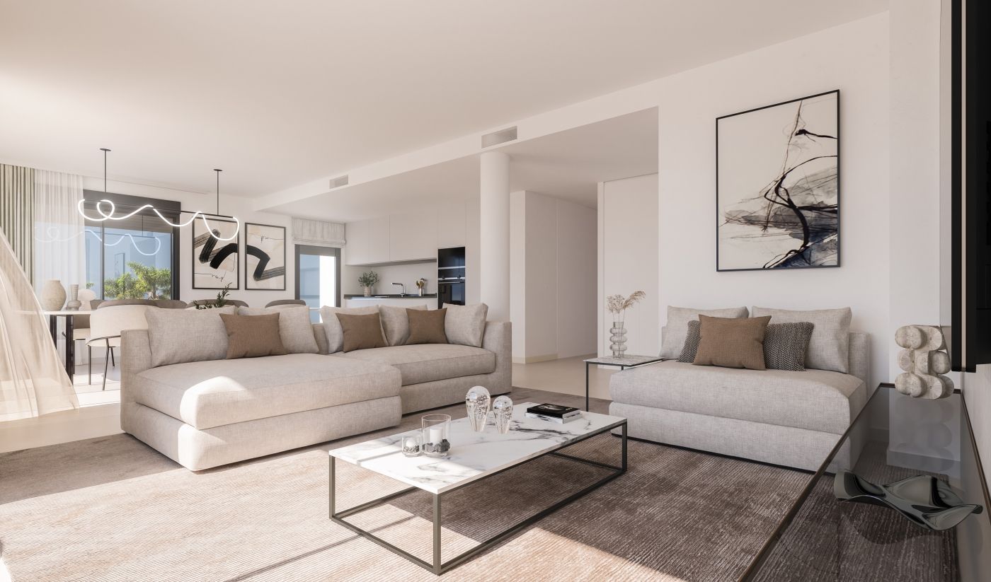 Living area in 3-bedroom penthouse, Arroyo Vaquero, Estepona