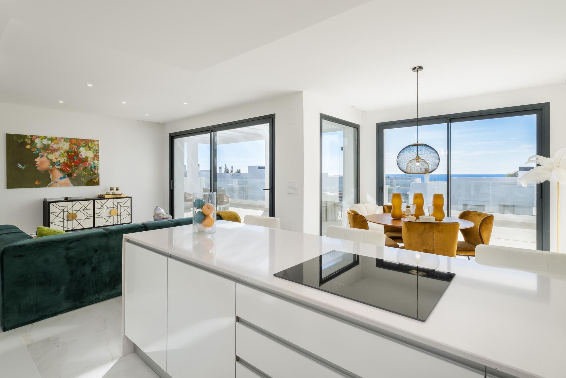 Kitchen worktop and appliances in new-build apartment, Arroyo Vaquero