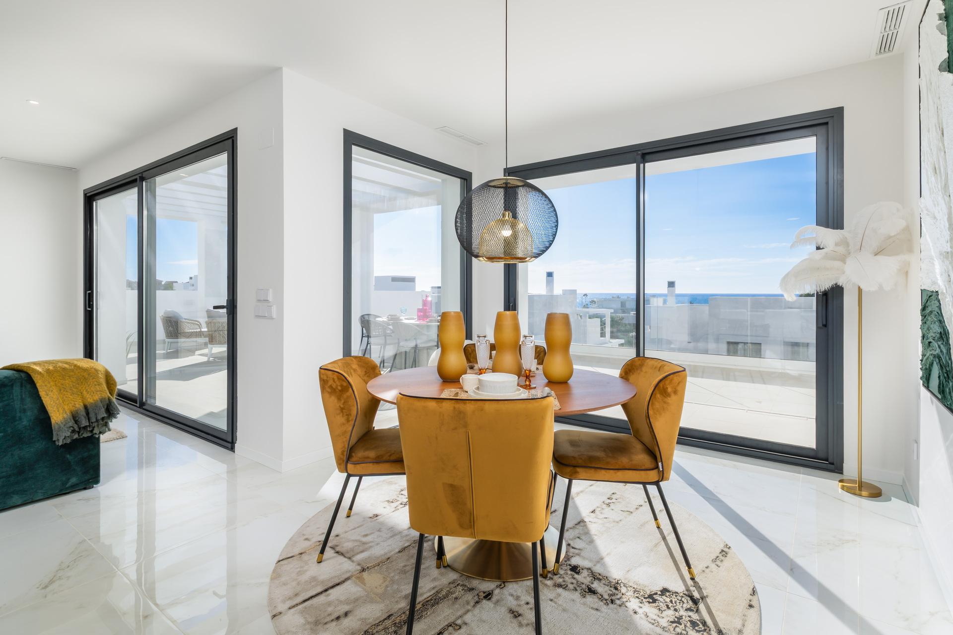 Living room seating area in 3-bedroom apartment, Arroyo Vaquero
