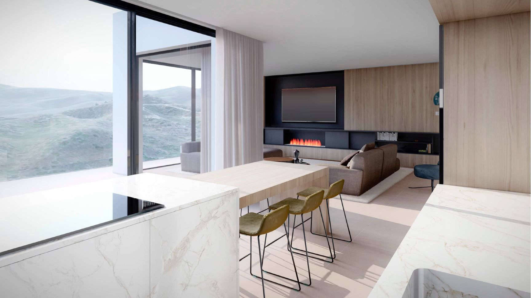 Open-plan living area in 5-bedroom villa, La Reserva de Marbella
