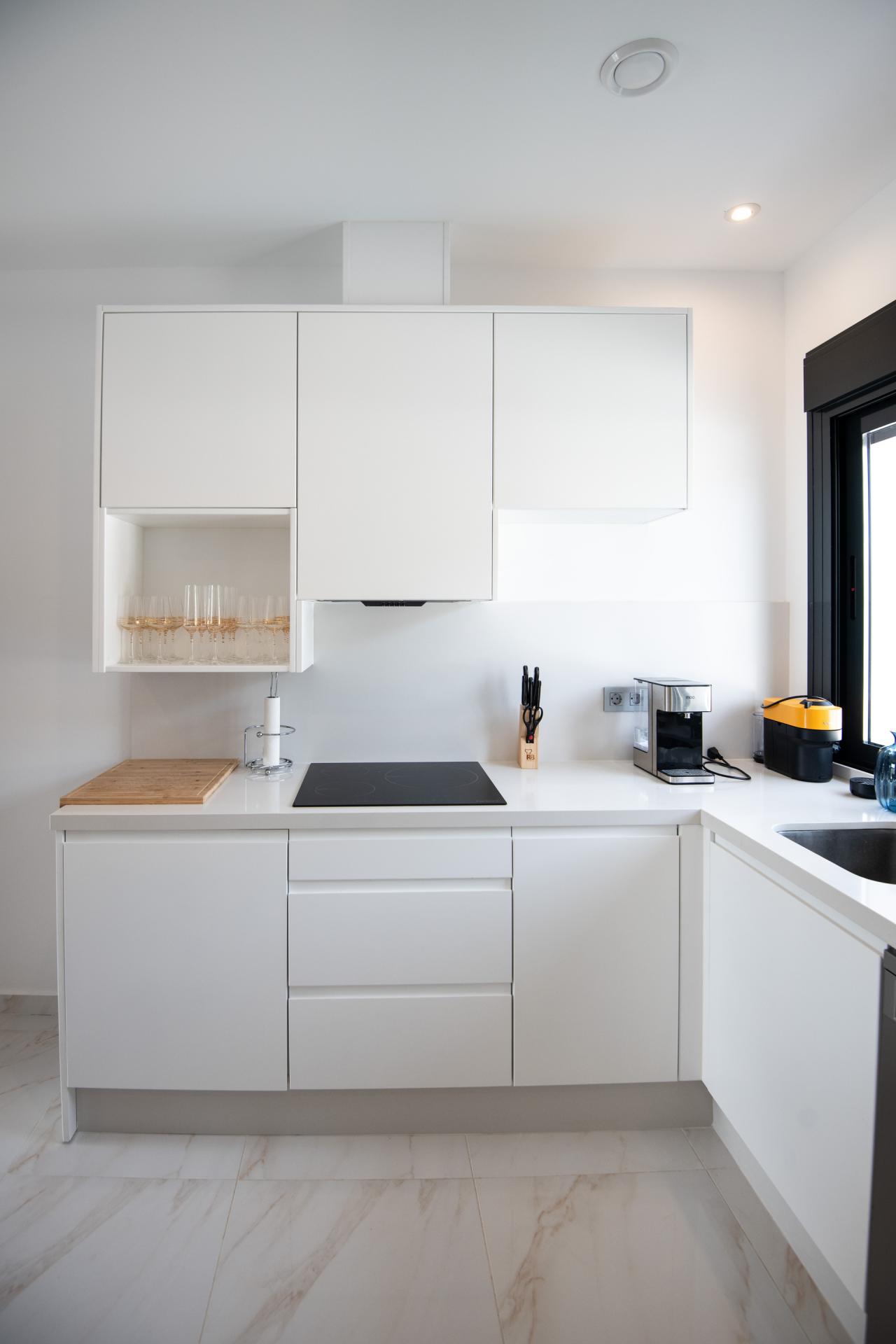 Interior view of open-plan ground floor, new-build villa Pinar de Campoverde