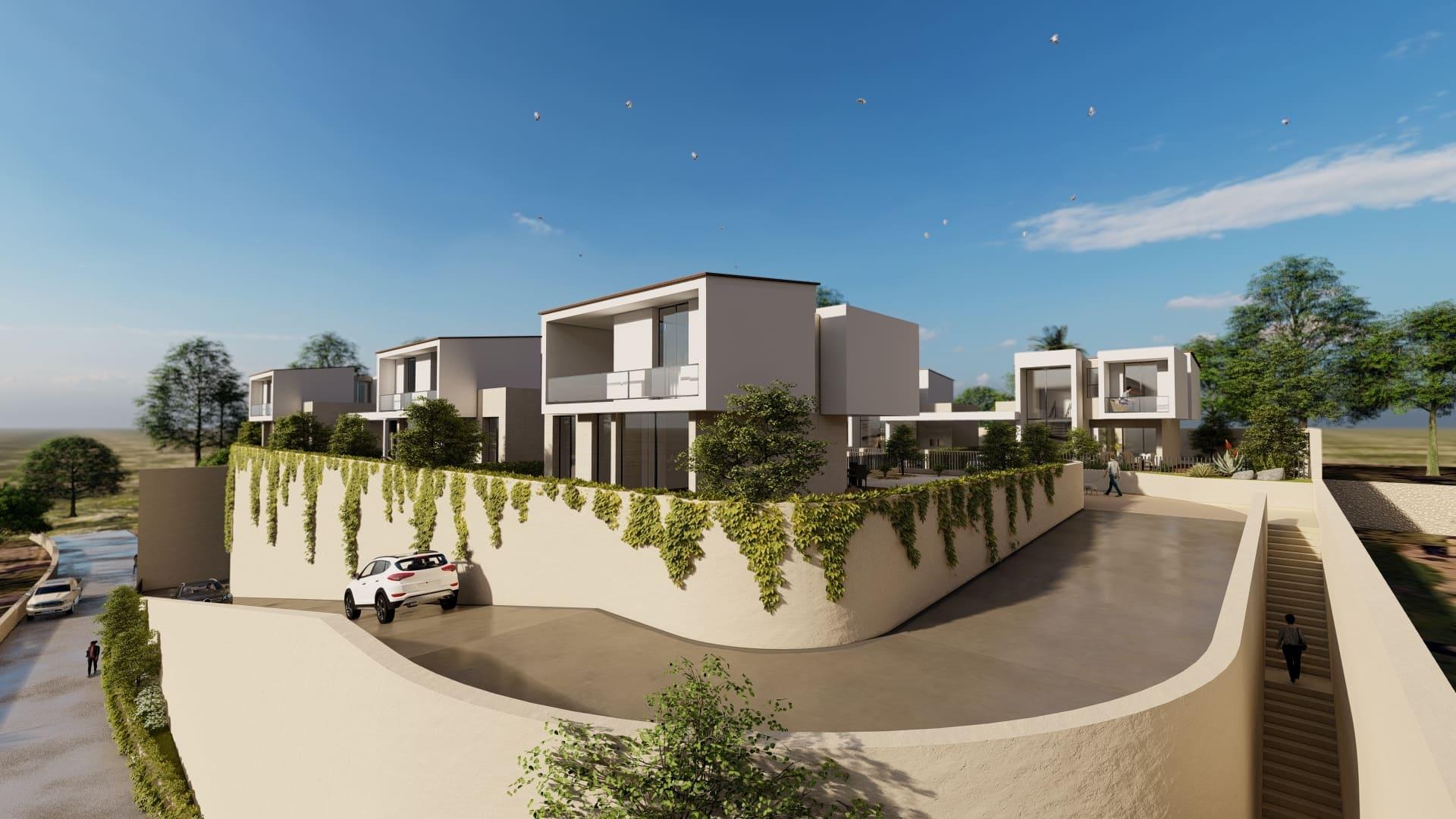 Rear outdoor space on 336m2 plot, new-build villa, Montebello