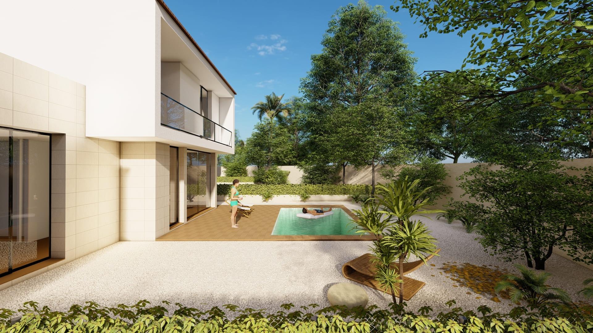 Aerial or site view of new-build villa plot in Montebello, La Nucía