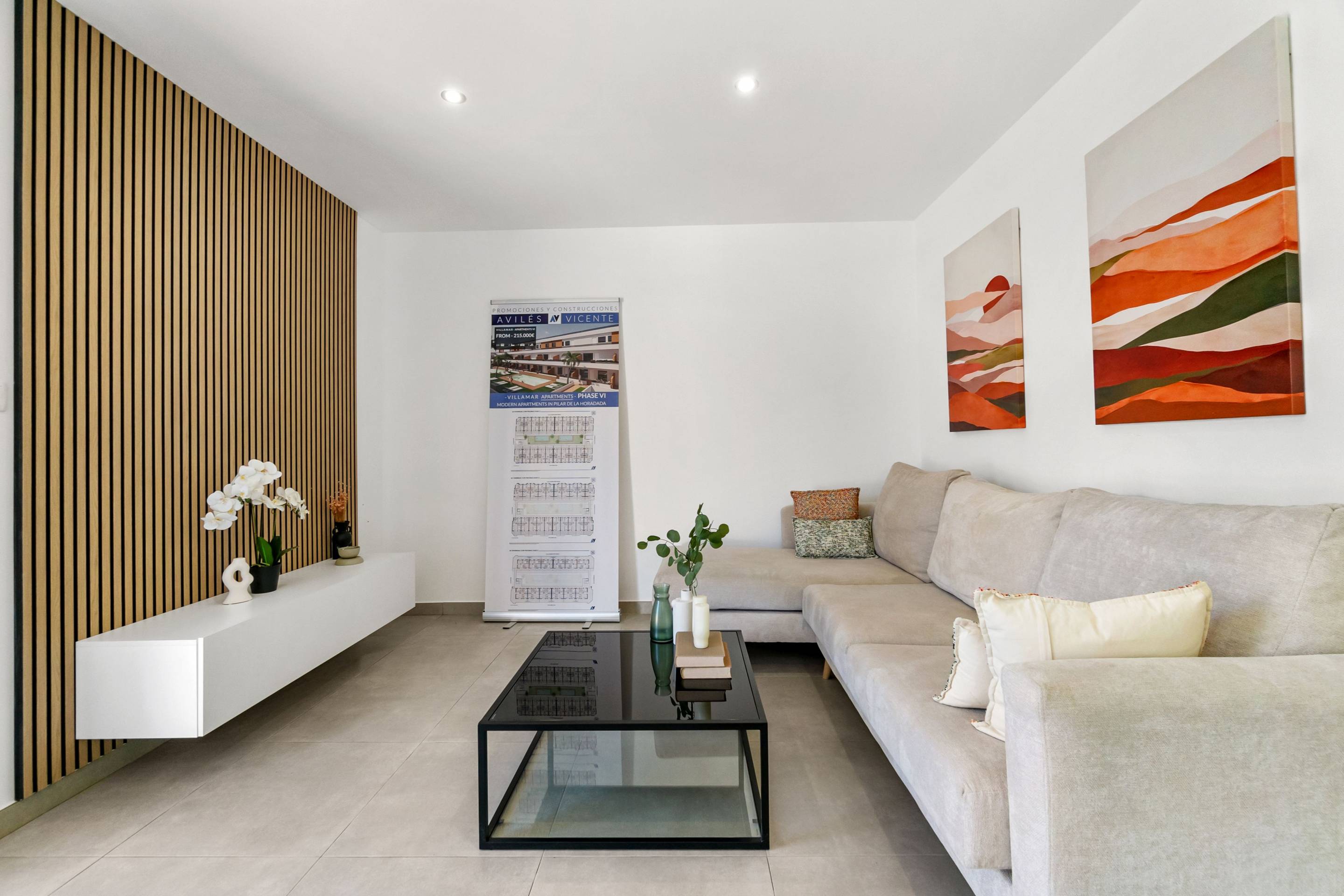 Living area in 3-bedroom penthouse, Santiago De La Ribera