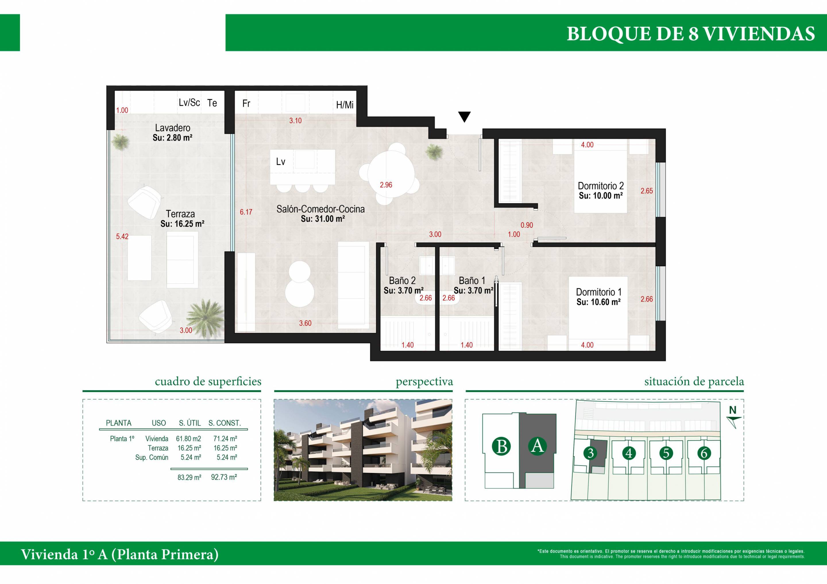 Floor plan of the 2-bedroom apartment in CONDADO DE ALHAMA GOLF RESORT