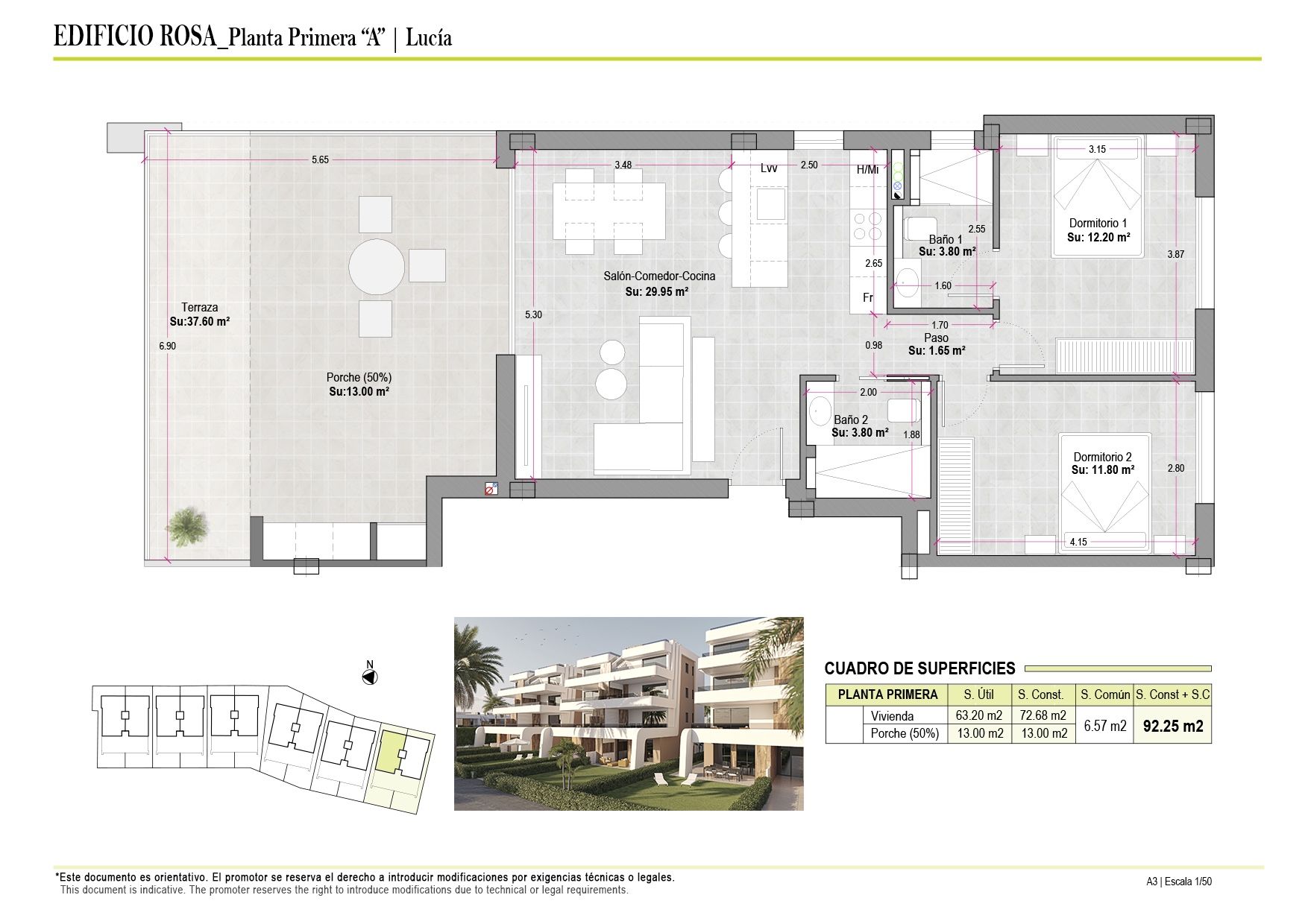Floor plan of the 2-bedroom apartment in CONDADO DE ALHAMA GOLF RESORT