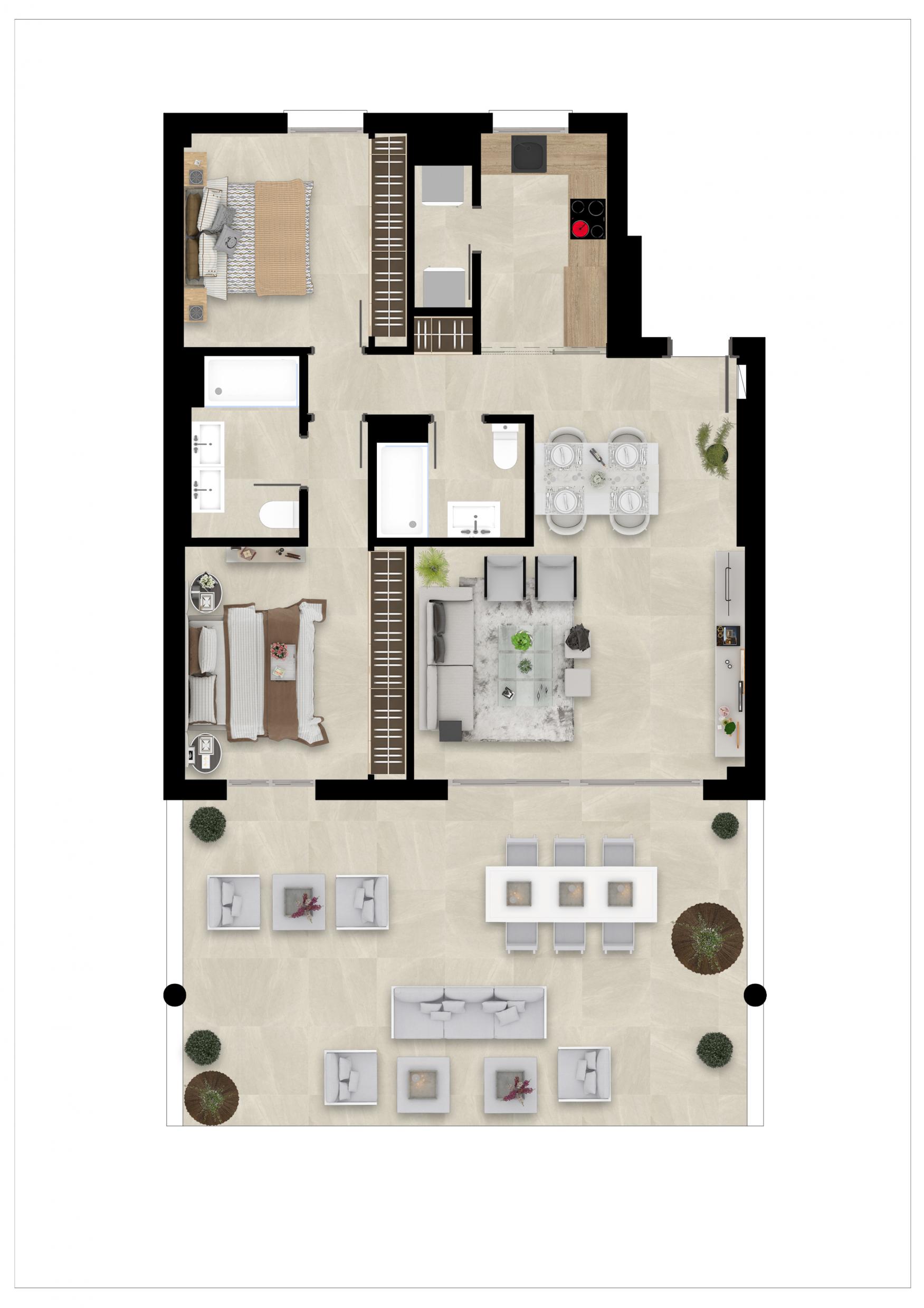 Exterior and surroundings of new-build apartment development in La Cala Golf, Mijas