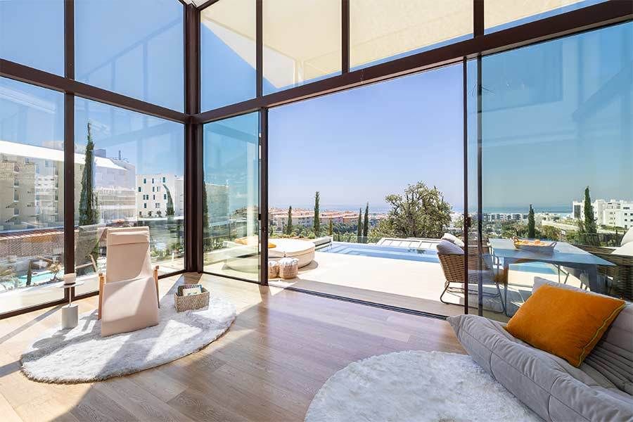 Interior living space showing flooring detail, Reserva del Higuerón penthouse