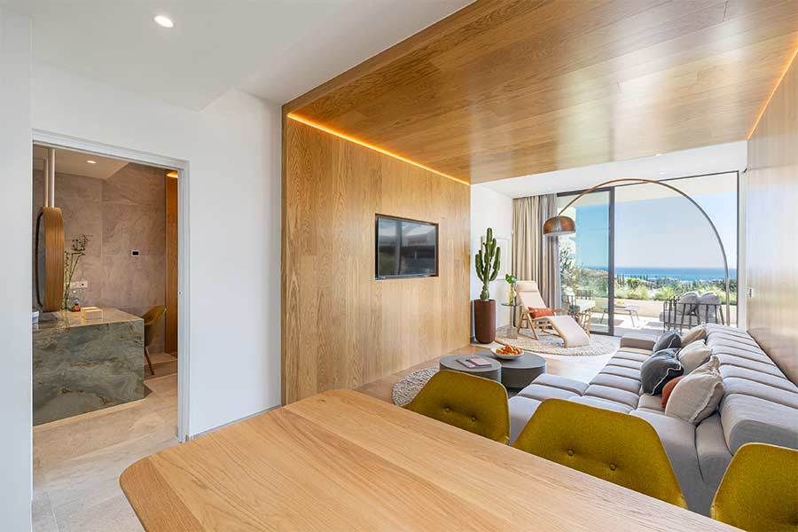 Terrace with outdoor seating area, new-build penthouse, Reserva del Higuerón