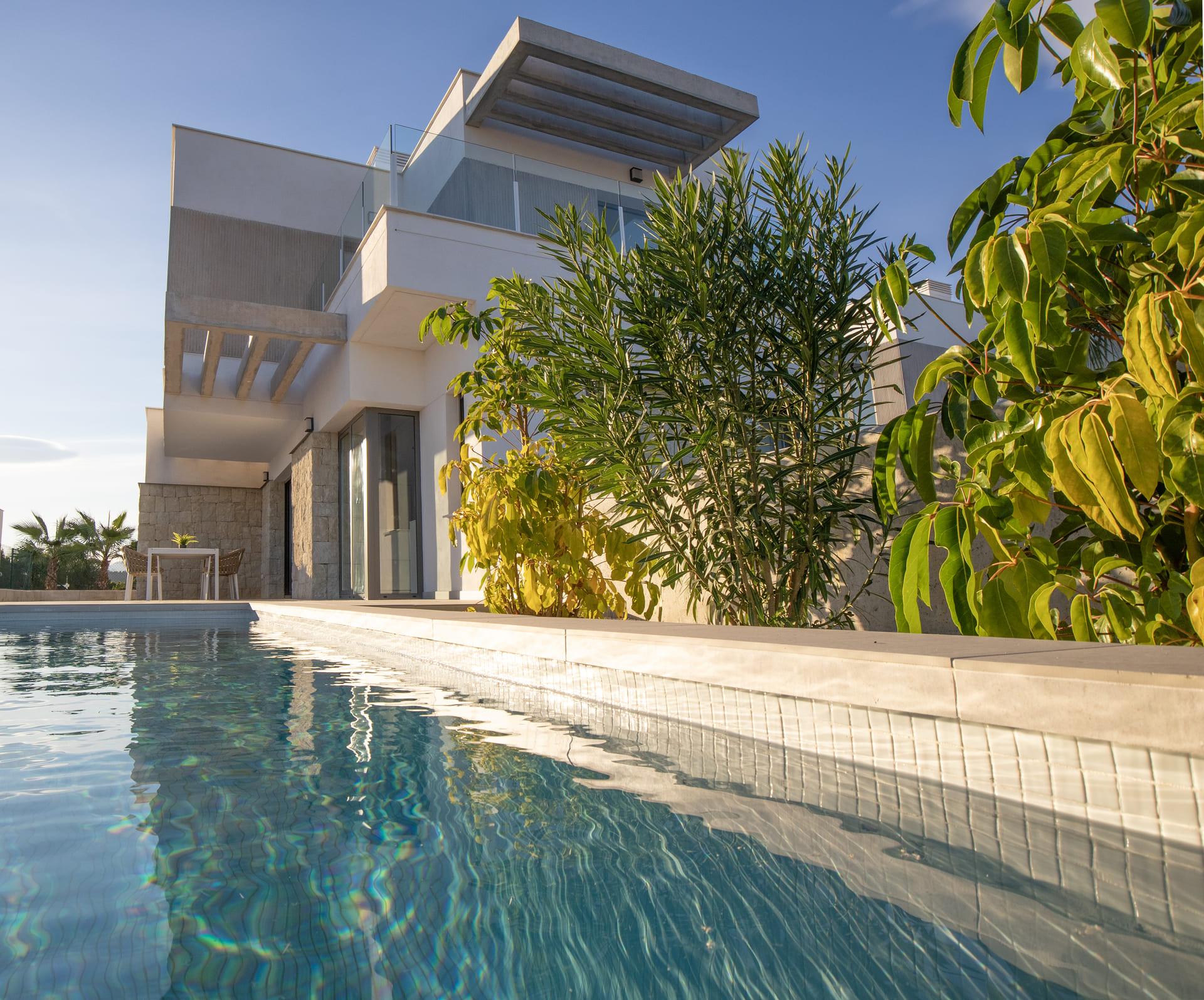 Exterior render detail of new-build villa, Finestrat Hills