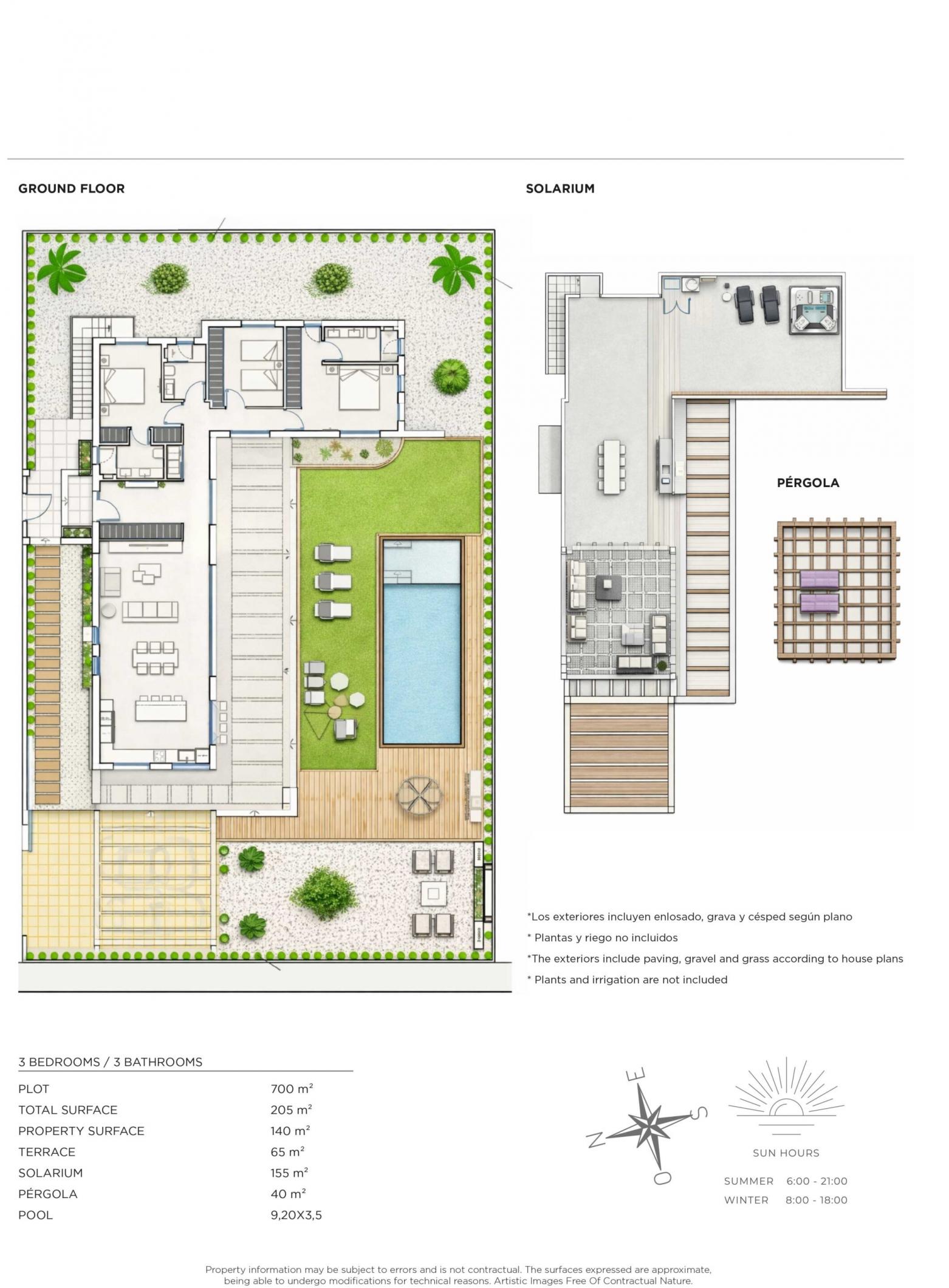 Floor plan of 3-bedroom villa in Doña Pepa, Rojales