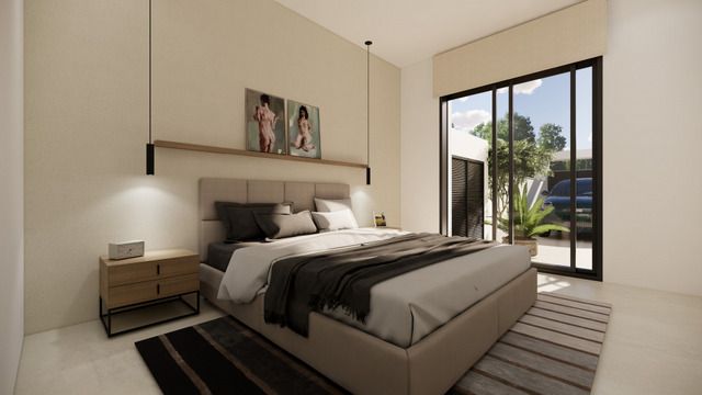 Wardrobe recess or storage wall in bedroom, San Fulgencio Pueblo villa