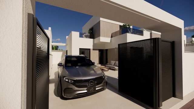 Living room facing garden access, new-build villa, San Fulgencio Pueblo
