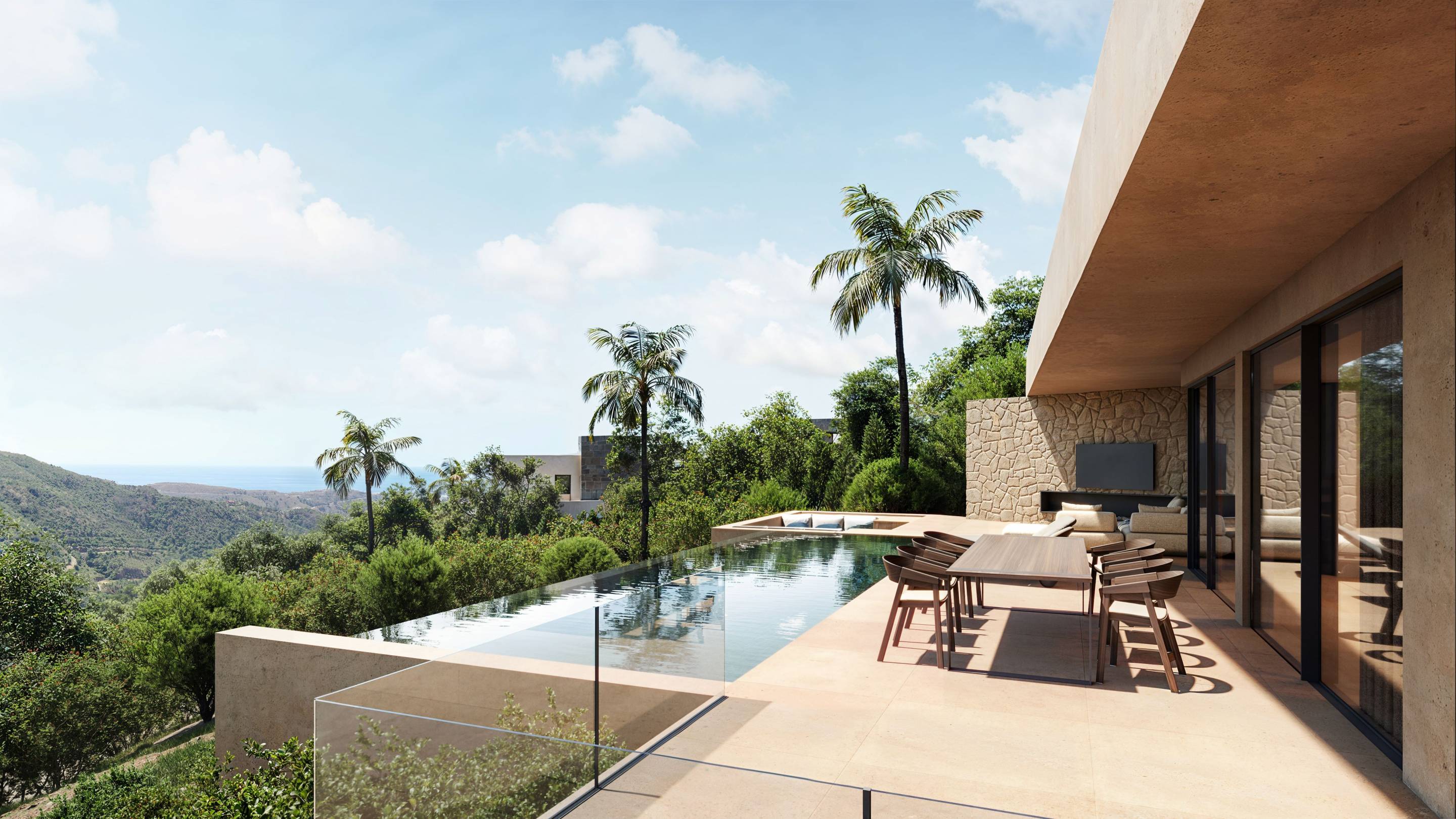 Terrace area of new-build villa in Montemayor-Marbella Club, Benahavis