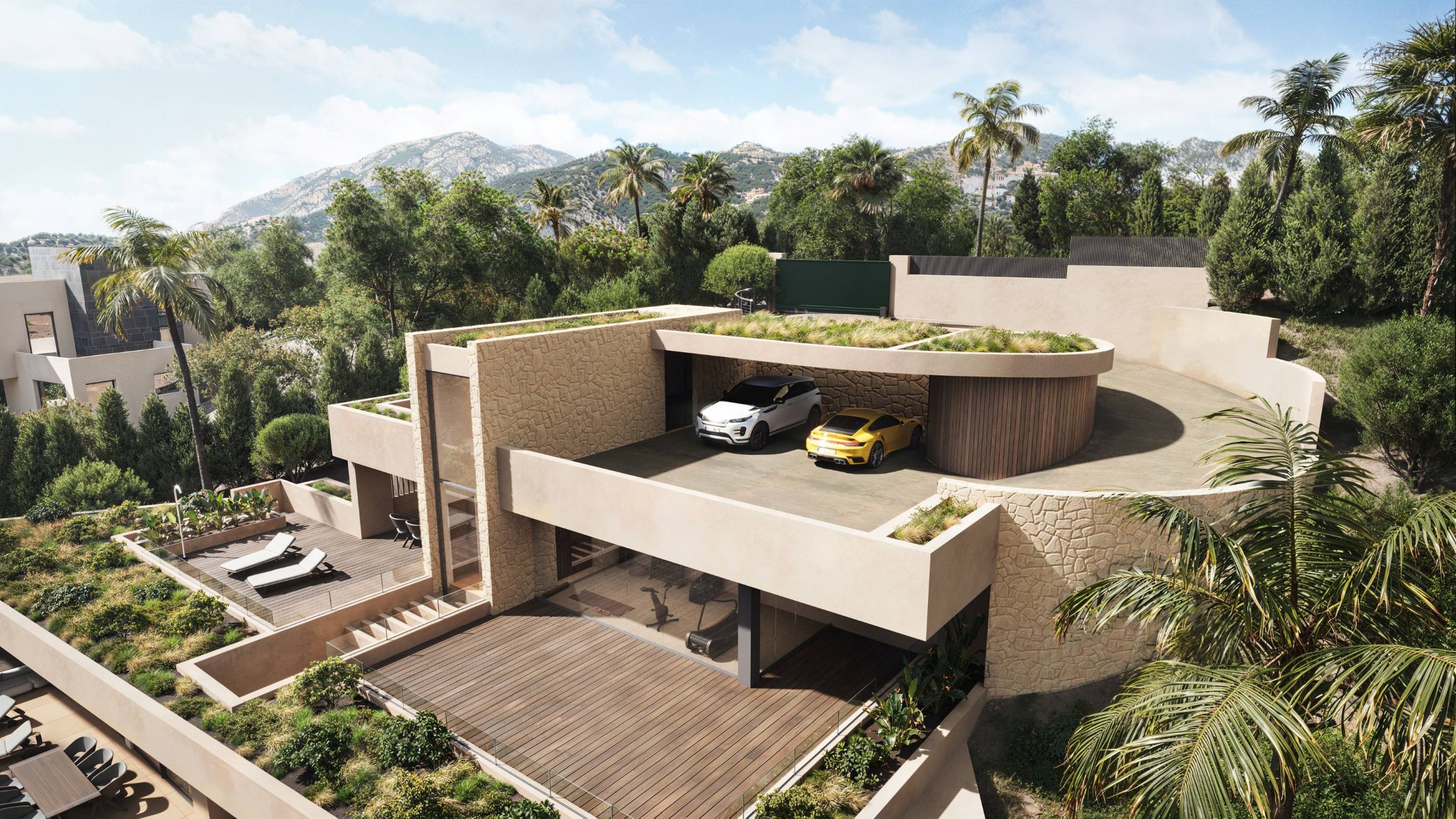 Outdoor covered terrace in new-build villa, Montemayor-Marbella Club