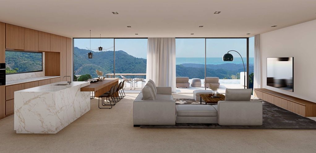 Living area in 3-bedroom villa, Montemayor-Marbella Club, Benahavis