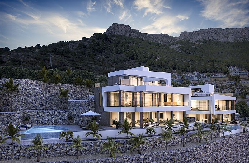 Living area in 4-bedroom new-build villa, Cucarres, Calpe