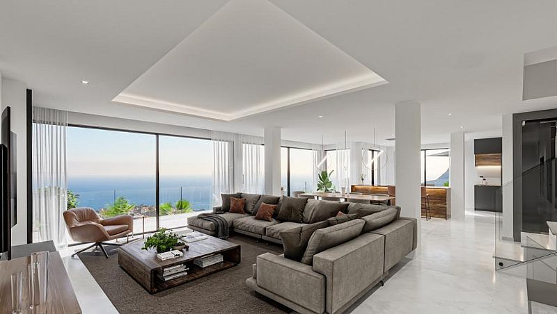Exterior rear view of new-build 4-bedroom villa, Cucarres, Calpe
