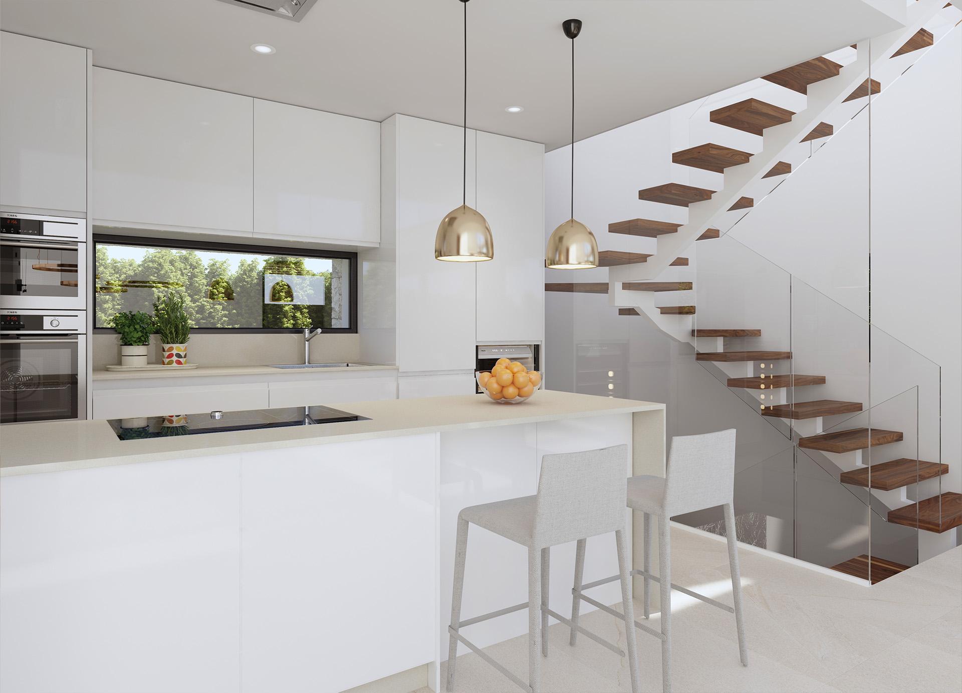 Street view of new-build villa plot in Sierra Cortina, Finestrat