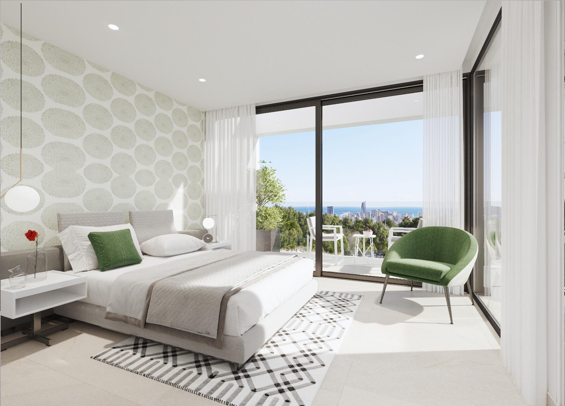 Window view from inside new-build villa in Sierra Cortina, Finestrat