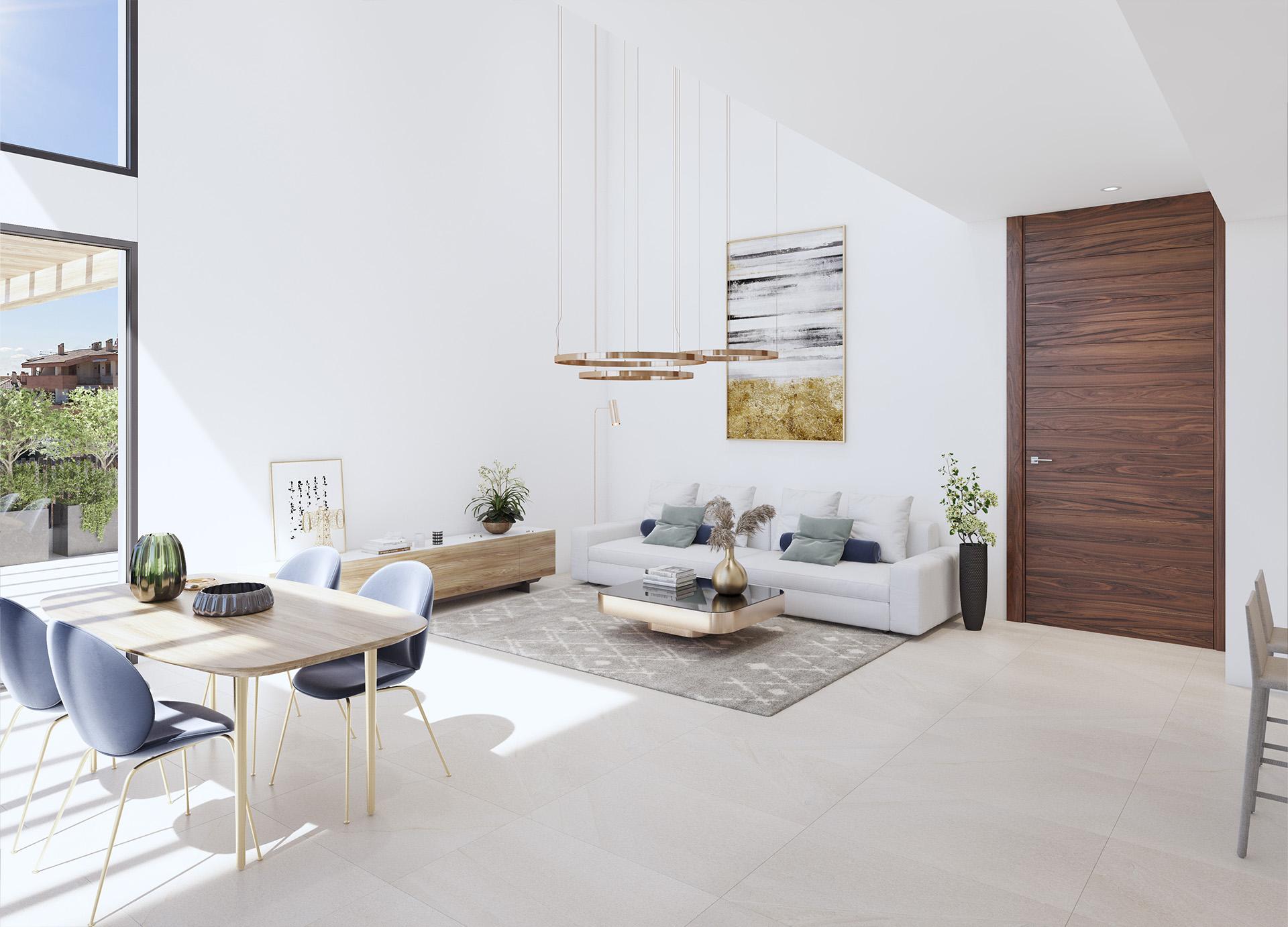 Living area in 3-bedroom new-build villa, Sierra Cortina, Finestrat