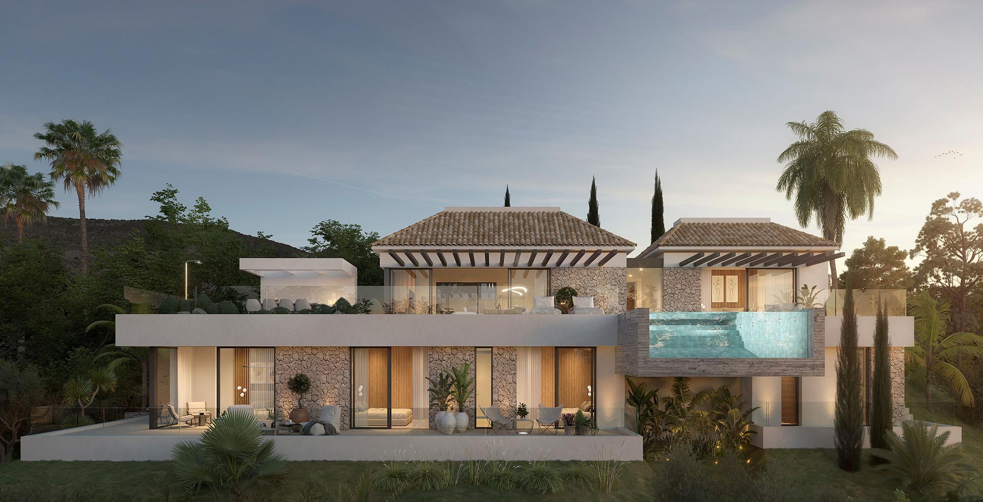 Garden and plot view of 4-bedroom villa, Valtocado, Mijas