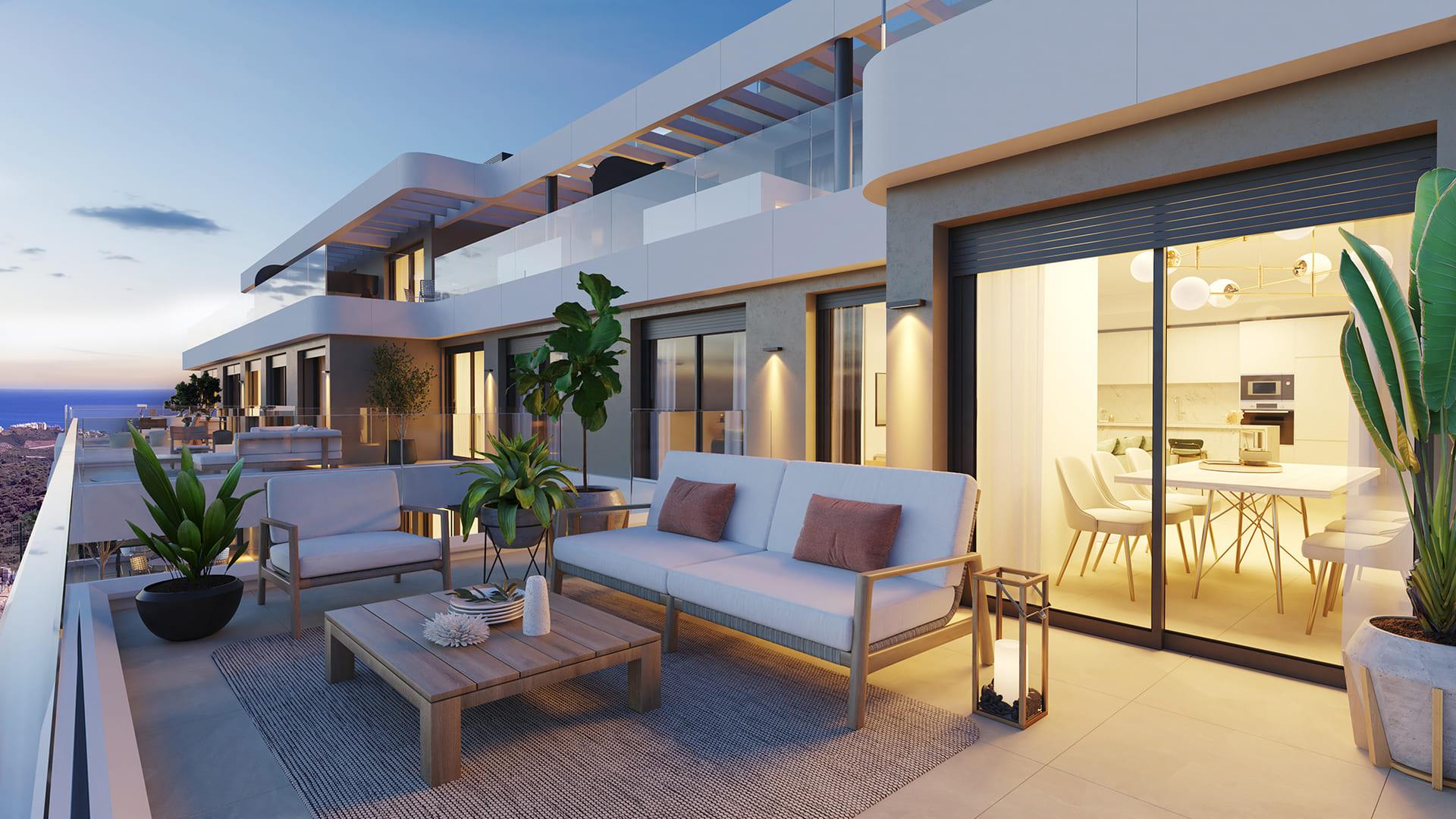Communal pool in new-build development, Calanova, Mijas