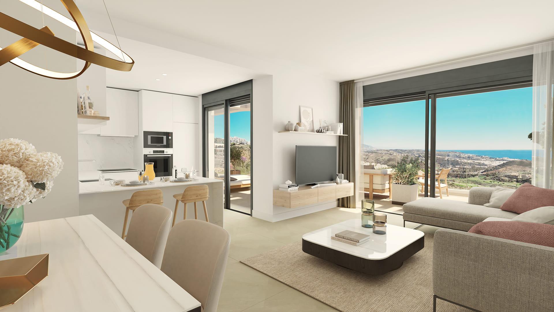 Aerial or overview image of the new-build development site in Calanova, Mijas