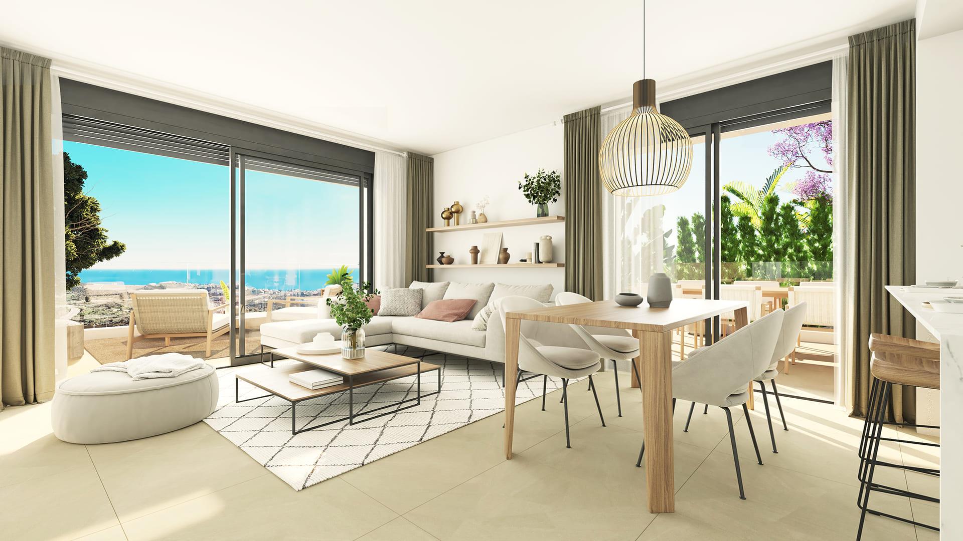 Master bedroom with fitted storage in a new-build apartment, Calanova, Mijas