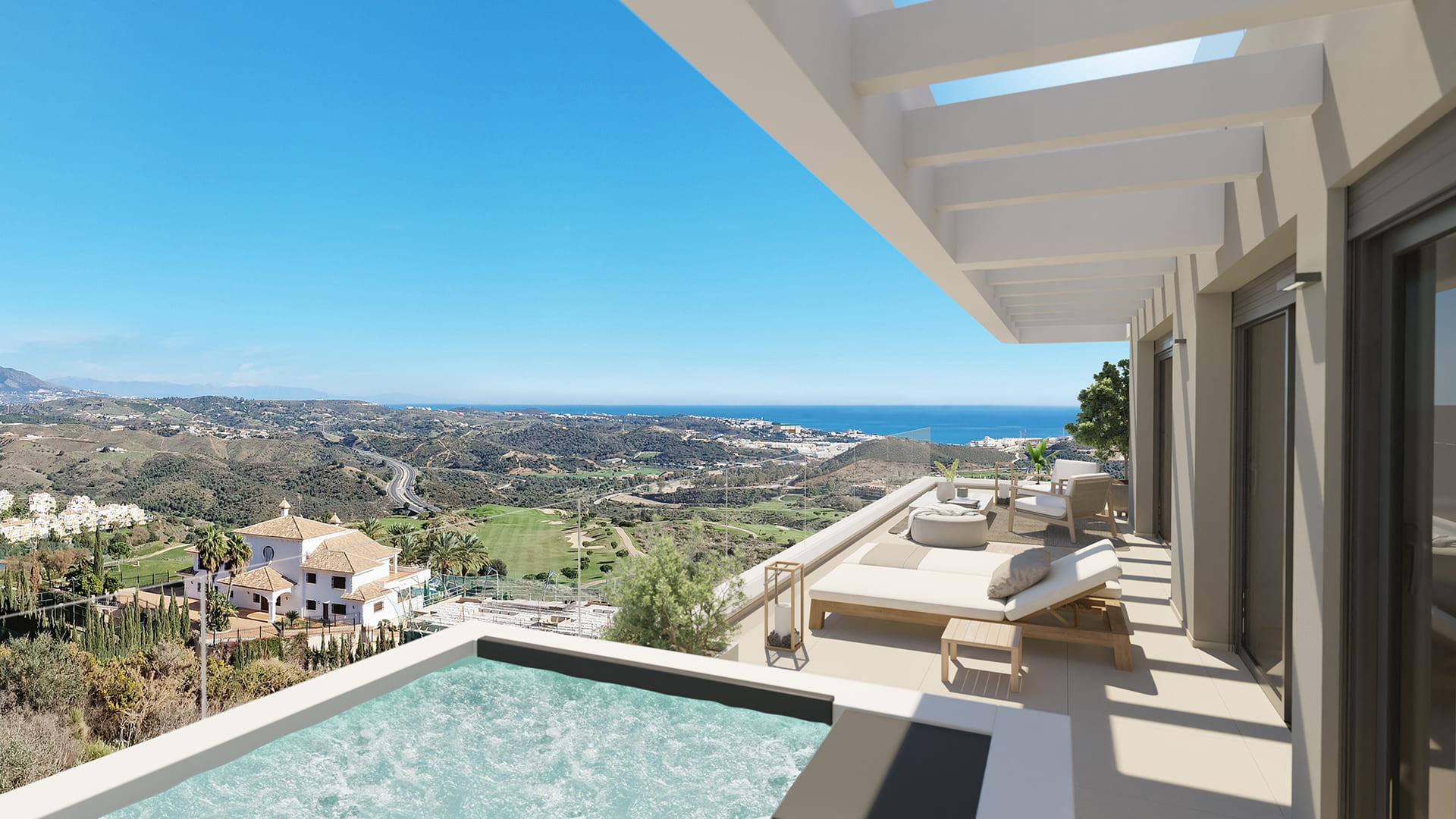 View from solarium of 2-bedroom penthouse, Riviera del Sol, Mijas